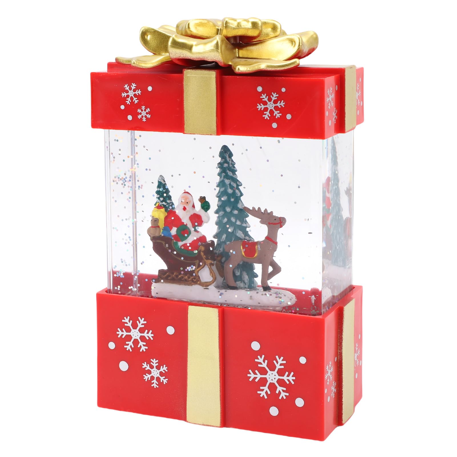 Caja de Música Navideña Brillante, Alimentada por USB, 12 Cm (Roja)