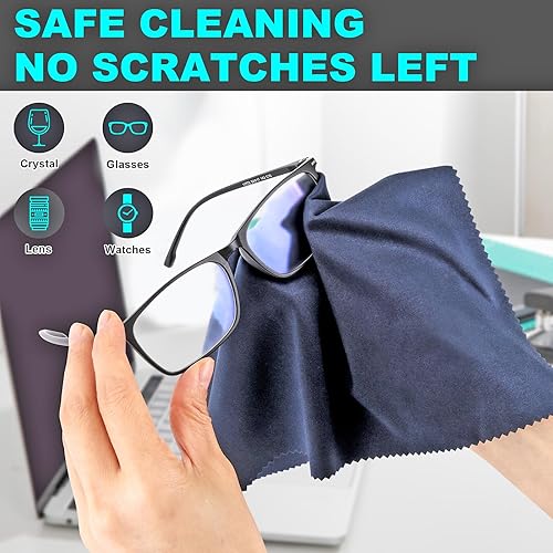 Miniatura 2 de SmoTecQ Paquete de 2 paños de limpieza de lentes, tamaño jumbo de 12 x 12 pulgadas, hechos de microfibra ultrafina, seguro y fácil de limpiar