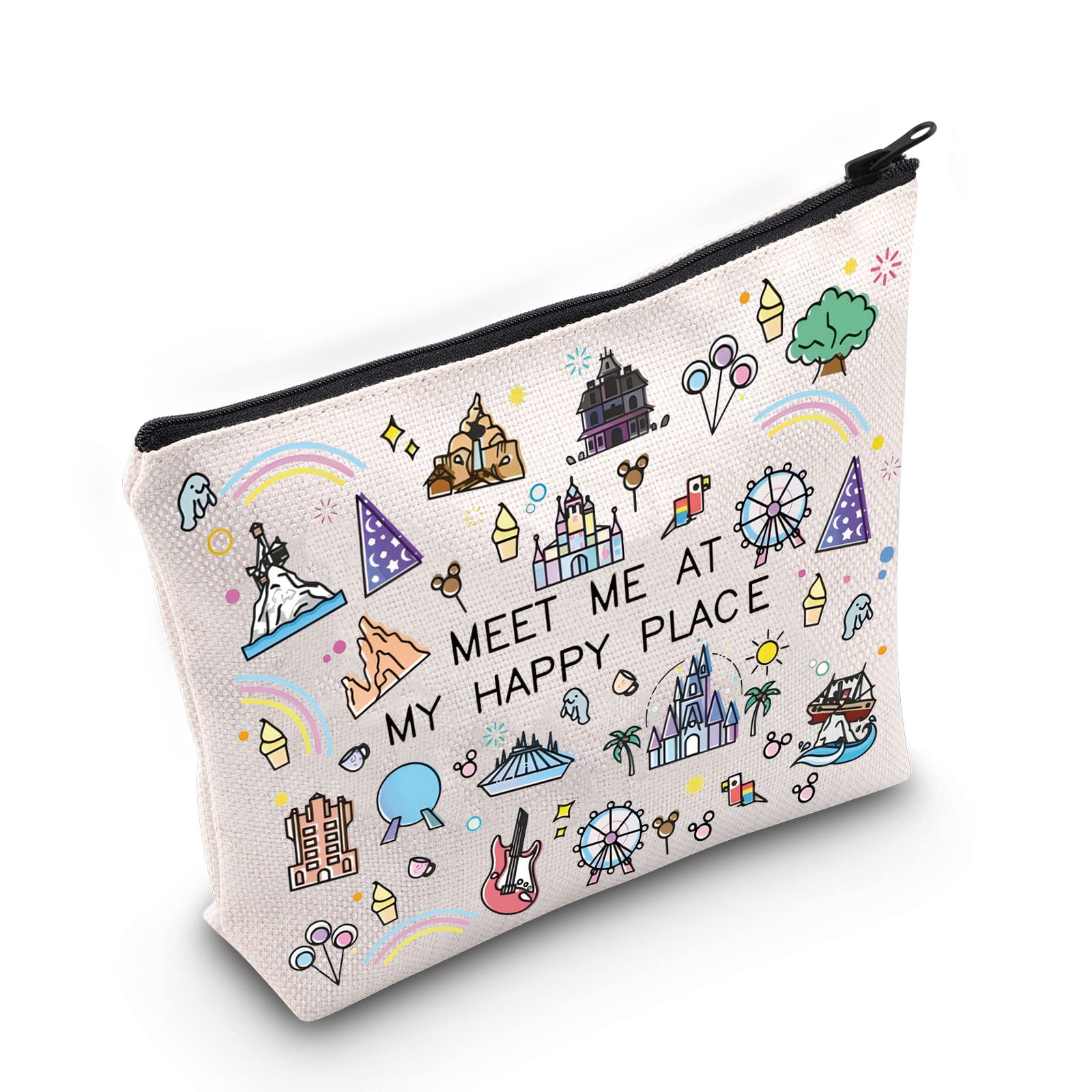 Princess Merchandise Amusement Park Gift Amusement Park Merch Princess Castle Makeup Bag Magic Zipper Bag Recreation Facility Gift (Happy Place)