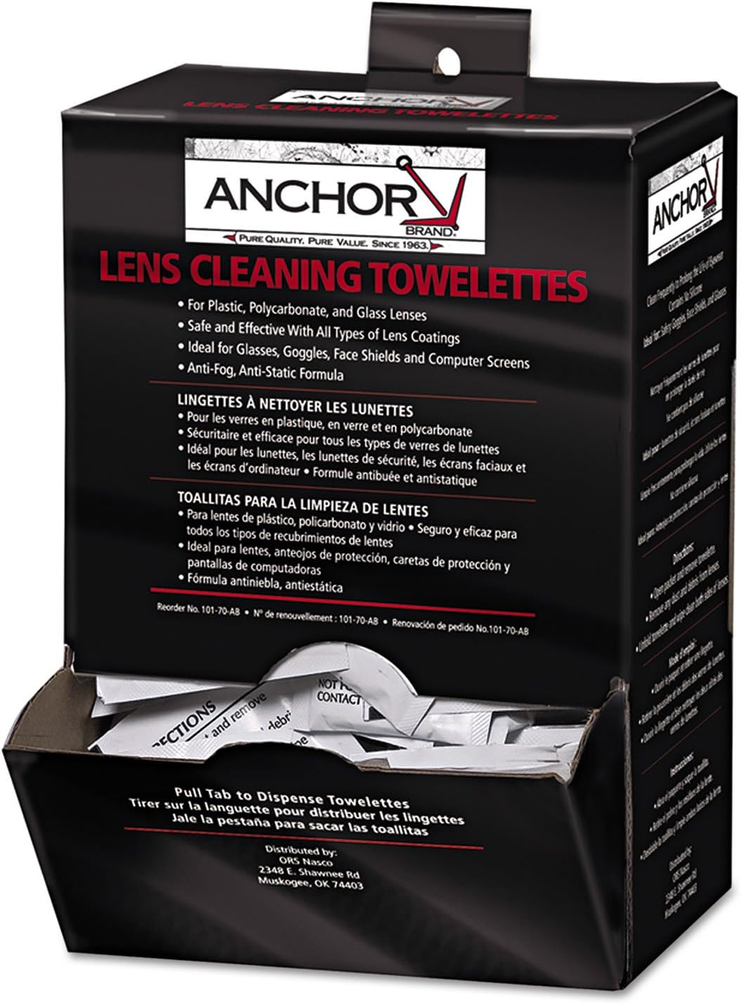 Lens Cleaning Towelettes, 5 in x 8", White, 100/Box [ESS]
