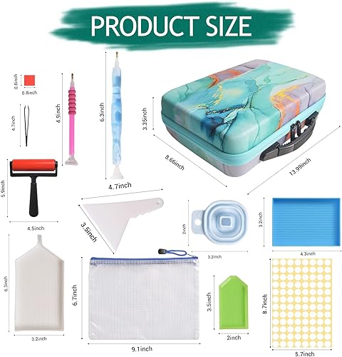 Miniatura 3 de AYIYUN Contenedores de almacenamiento de pintura de diamantes de 70 ranuras, accesorios y herramientas de arte de diamantes 5D, kit de accesorios de