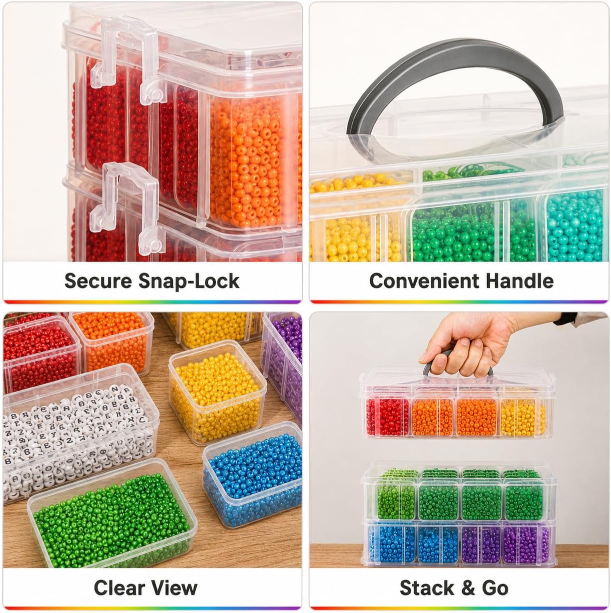 Bead Storage Organizer, 84 Containers, 4-Tier Stackable Case
