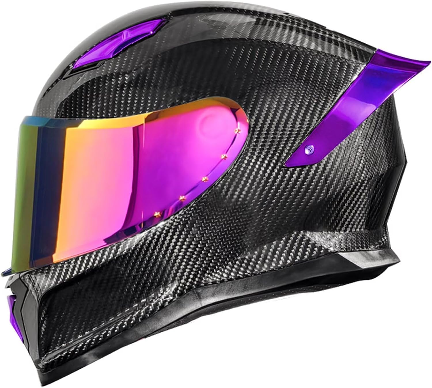 Motorcycle Carbon Fiber Full Face Helmets, with Spoiler Sport Touring Street Moped Scooter Chopper ATV Snowmobile Motorcycle Helmet, DOT Approved
