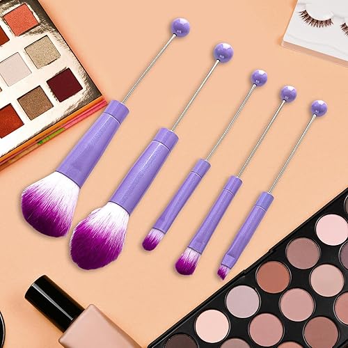 Miniatura 4 de Generic Pinceles de maquillaje con cuentas de 5 piezas, kits de herramientas de brochas de maquillaje, pinceles cosméticos premium para novia,