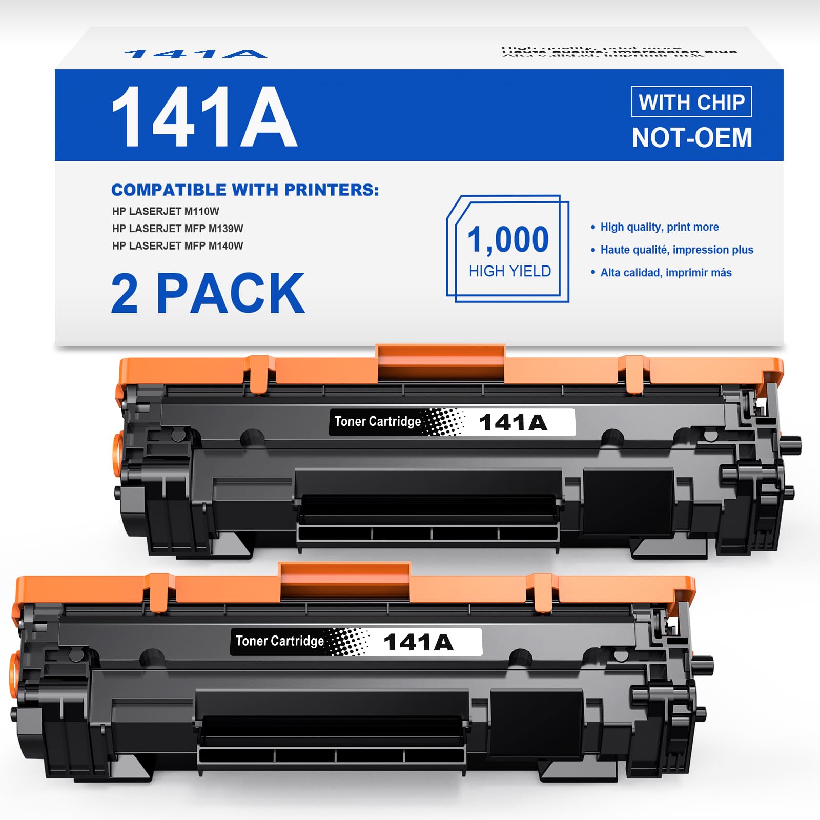 Skydo 141A Toner Cartridge 2 Black (with chip) Compatible 141 A Toner Replacement for HP 141A W1410A 141X W1410X Black Toner Cartridge to Use with