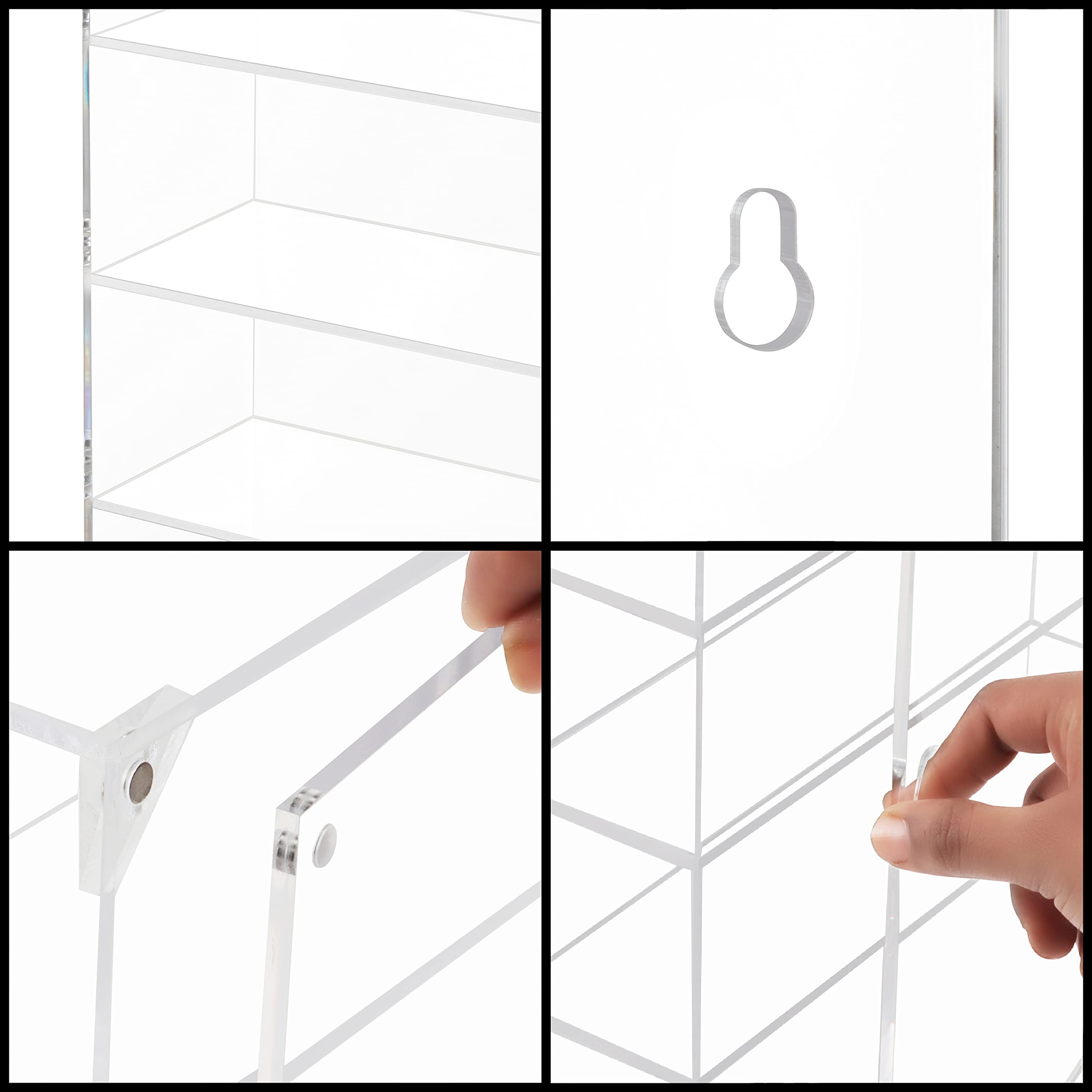 Belle Vous Vitrina Expositora para Colecciones con 5 Niveles de Acrílico Transparente - 27,5 x 7,5 x 35,7 cm - Estantes de Pared para Vasos de Chupitos, Figuras - Vitrinas para Colecciones de Rocas