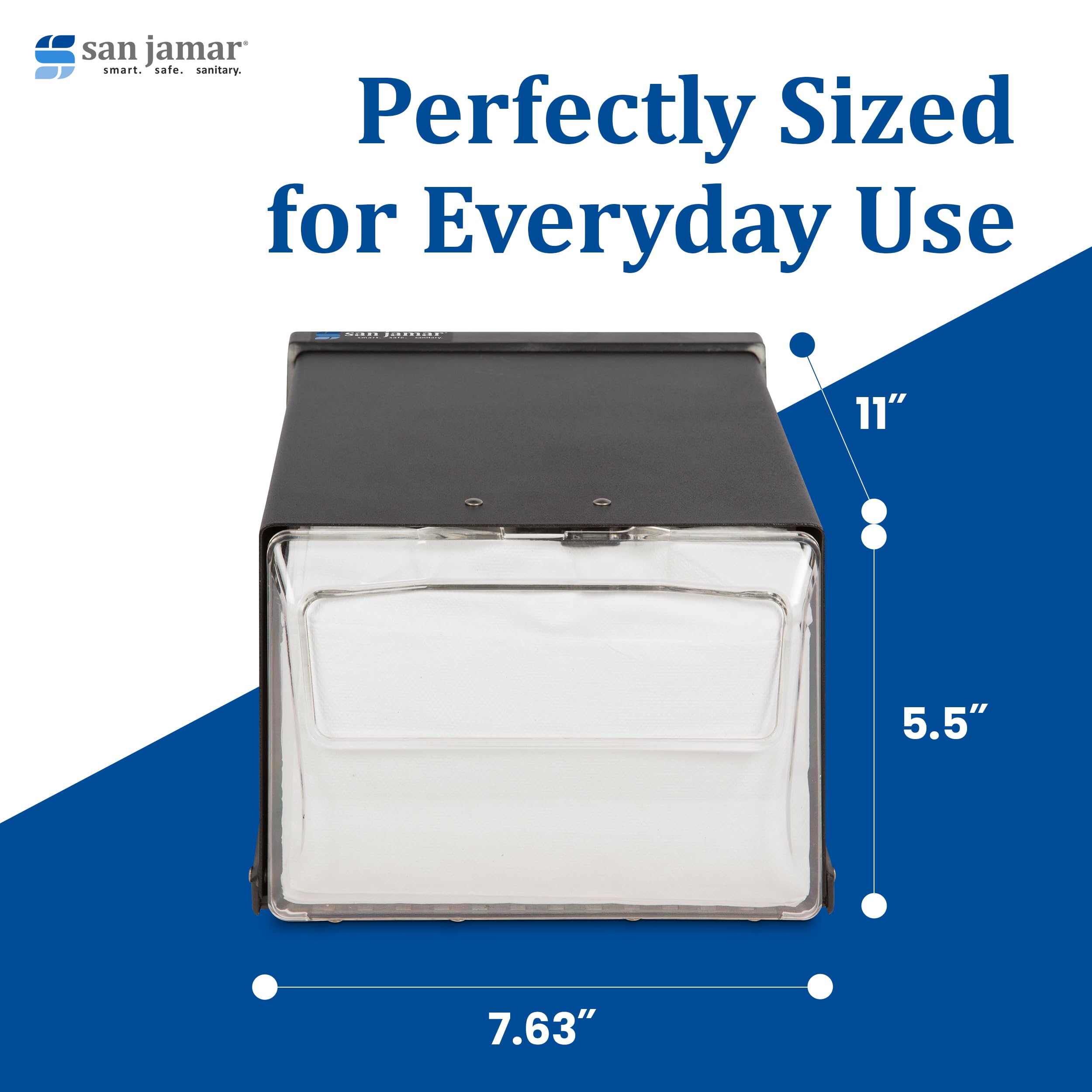 San Jamar h3001 Fullfold encimera servilleta dispensador, 300 Capacidad, 7 – 5/8 "x 5 – 1/2" Altura x 11 "Profundidad, claro/negro