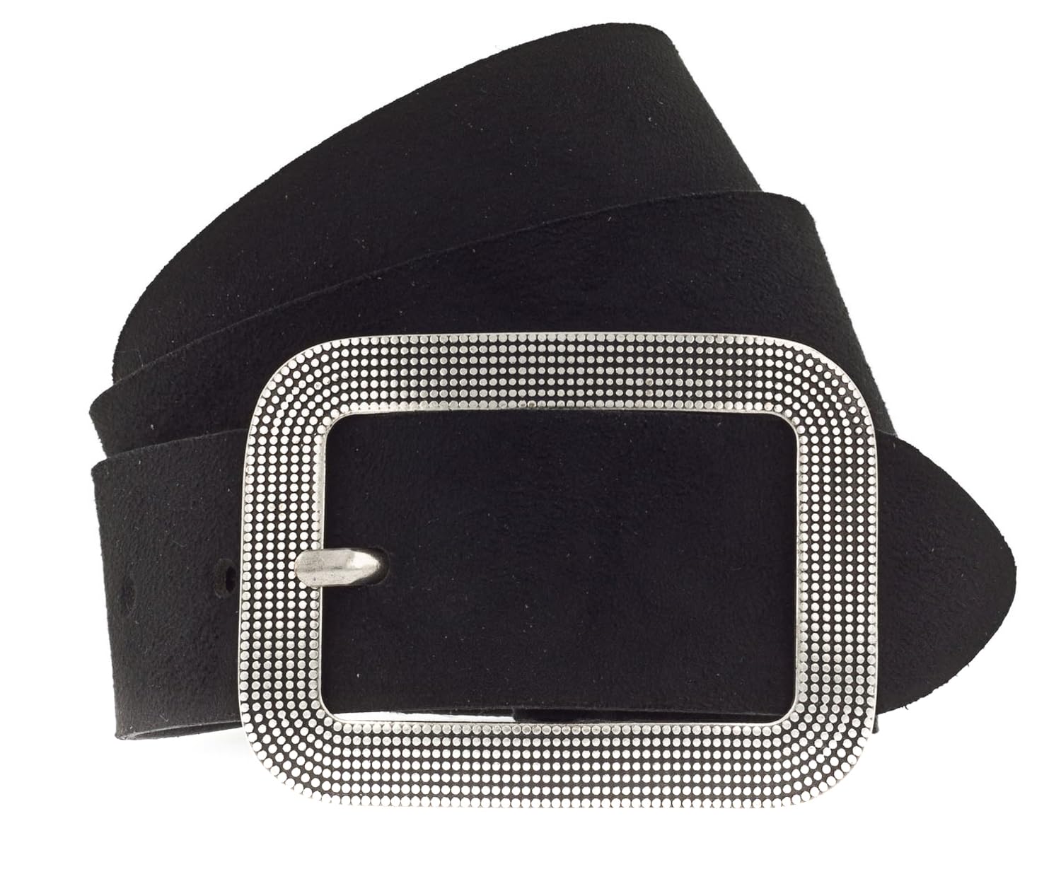 Vanzetti Ledergürtel Ledergürtel – Damen, Schwarz, Breite ca. 40 mm, Velours-Rindleder, Made in Germany, polierte Silberschließe