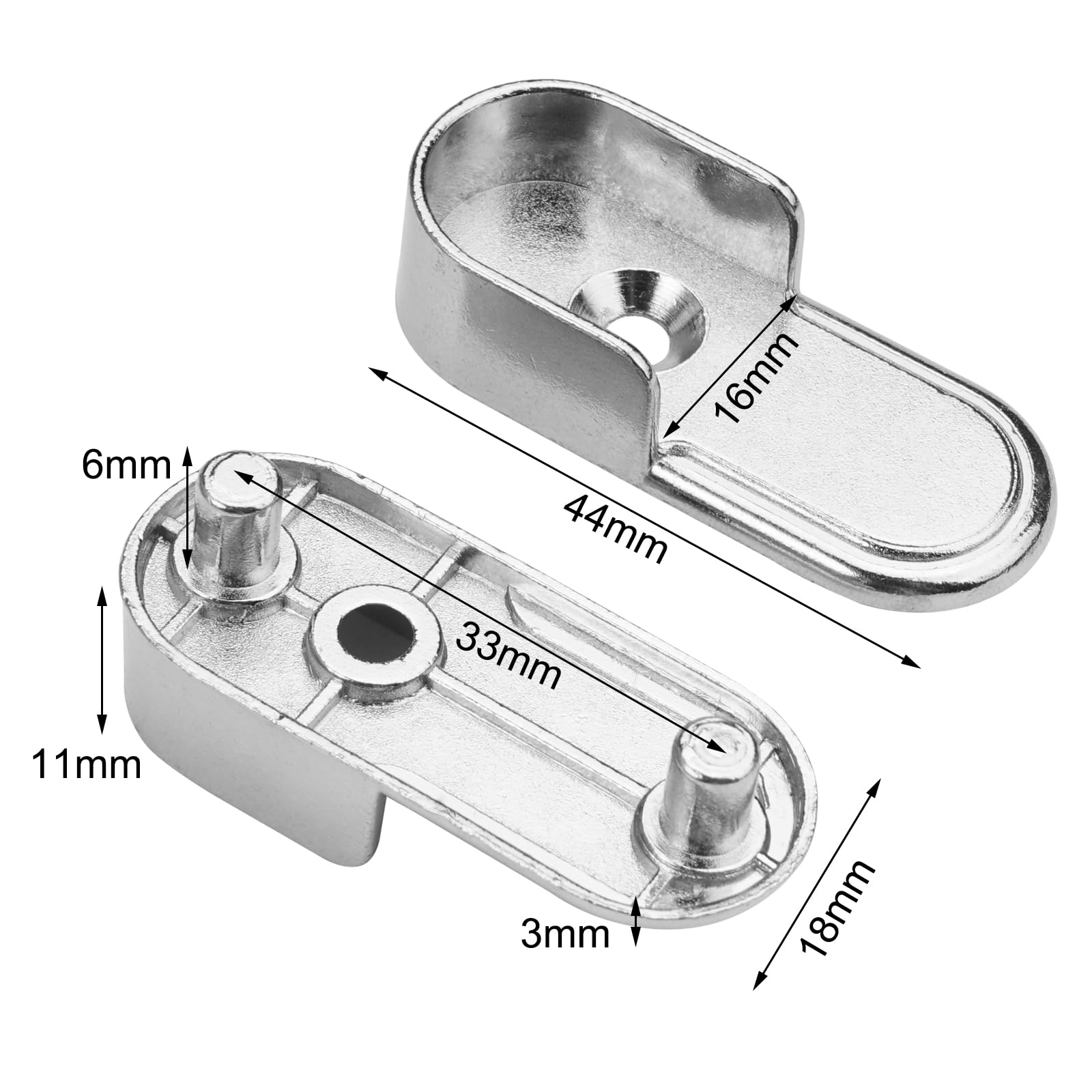 Supporti Per Asta Armadio - 10 Pezzi Ganci A U In Metallo, 45x18x11 Mm, Per Appendiabiti, Tende Doccia E Palo Tenda - Foto 4