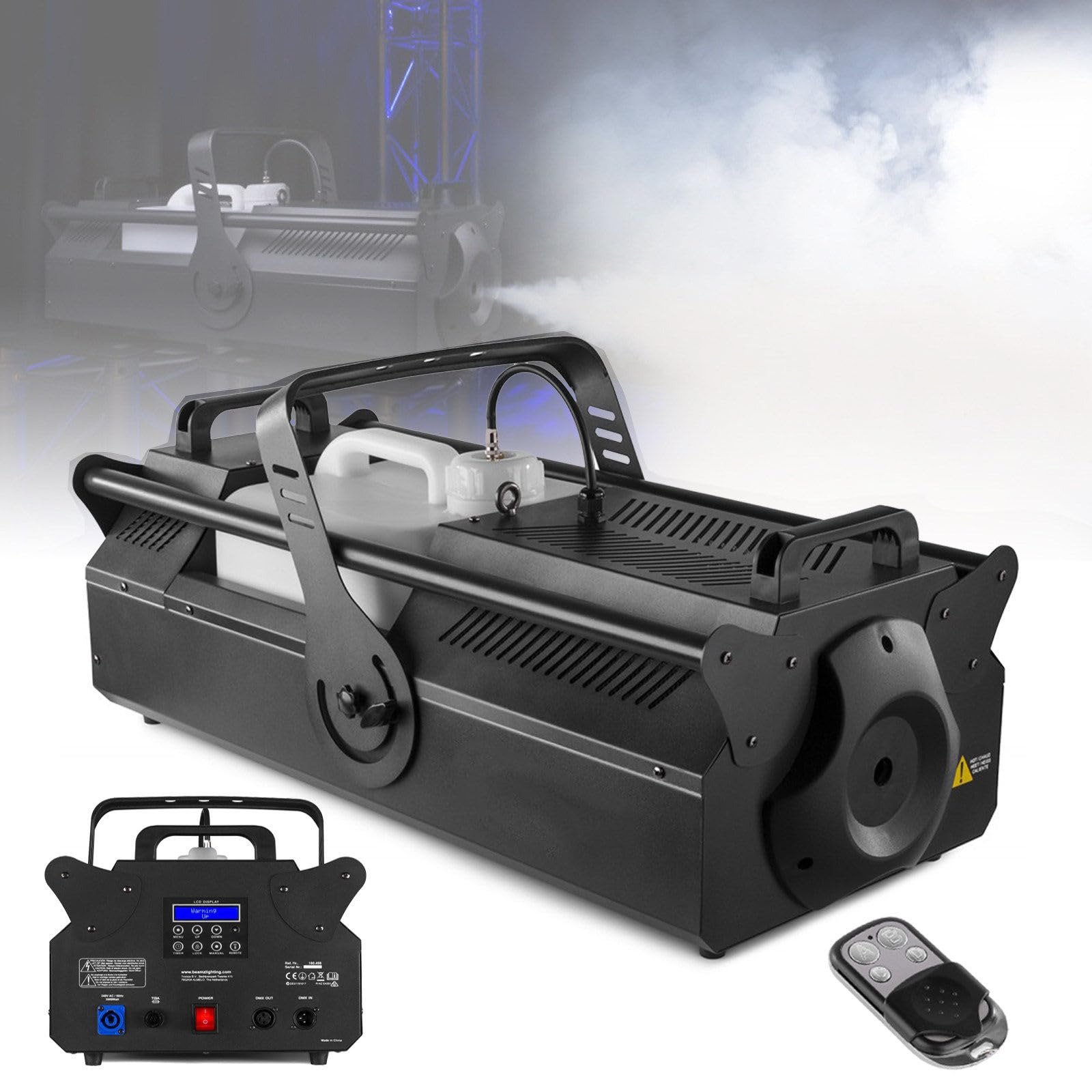 MáQuina De Niebla De Escenario De 3000 W (Control Remoto), Tambor De Aceite De 10 L - Consumo De Combustible De 5,7 Min/L (Salida Continua De 20 S-430 S) - Panel De OperacióN LCD Dmx512