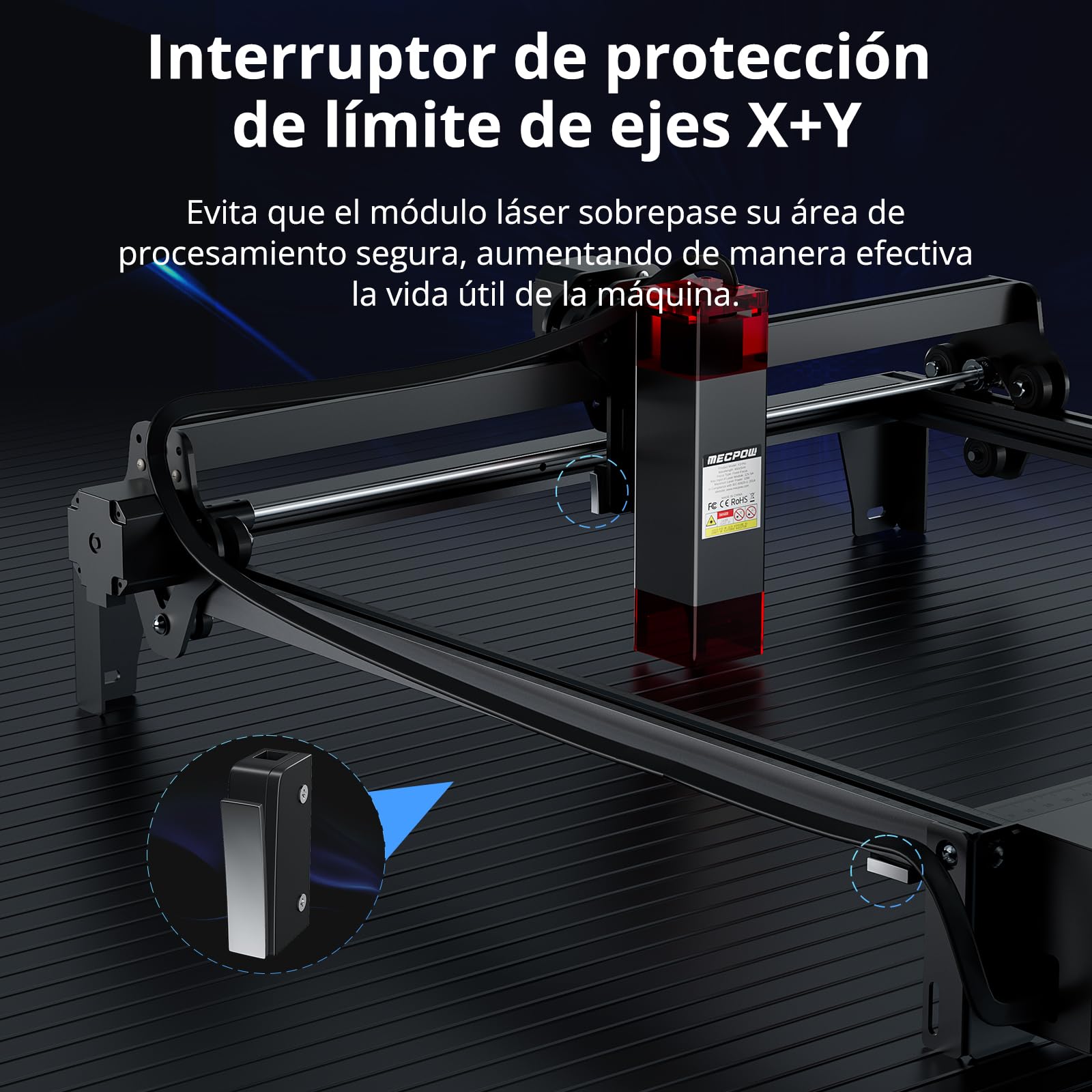 X3 Grabador Laser, 5W CNC Cortadora Laser para Madera y Metal,Grabadora Láser 10000mm/min con Parada de Emergencia, Detección de Llama y Giroscopio, 410 x 400mm