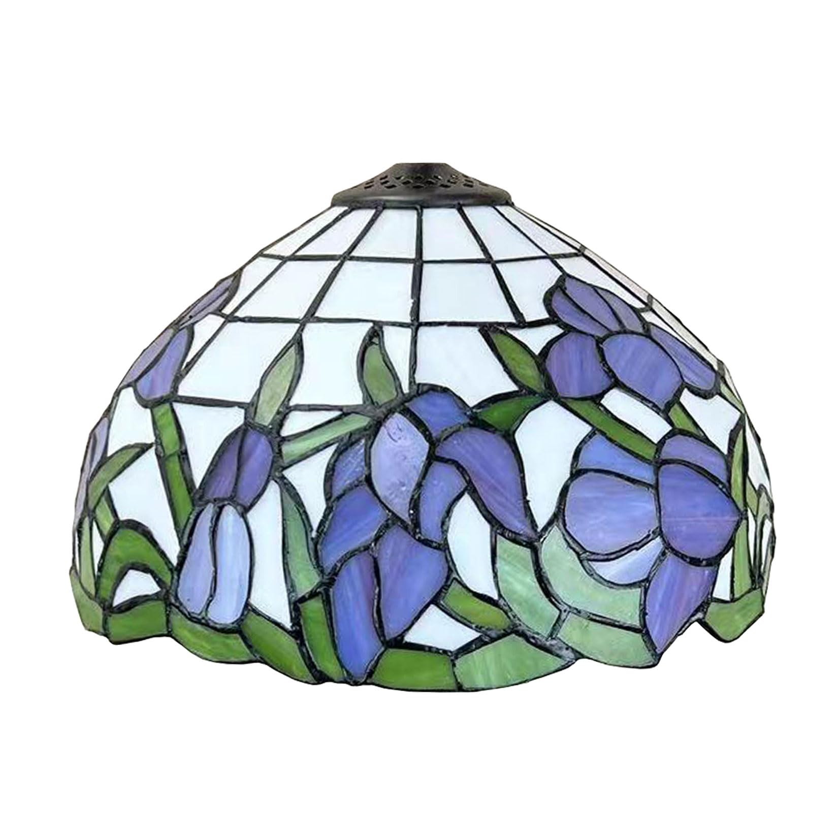 BOTOWI Tiffany Lamp Shade Replacement Only 12-Inch Daffodil Stained Glass Lampshades Vintage Pink Blue Flower Light Cover for Table Lamp Pendant Light Ceiling Lamp Desk Lamp Accent Lamp,Blue