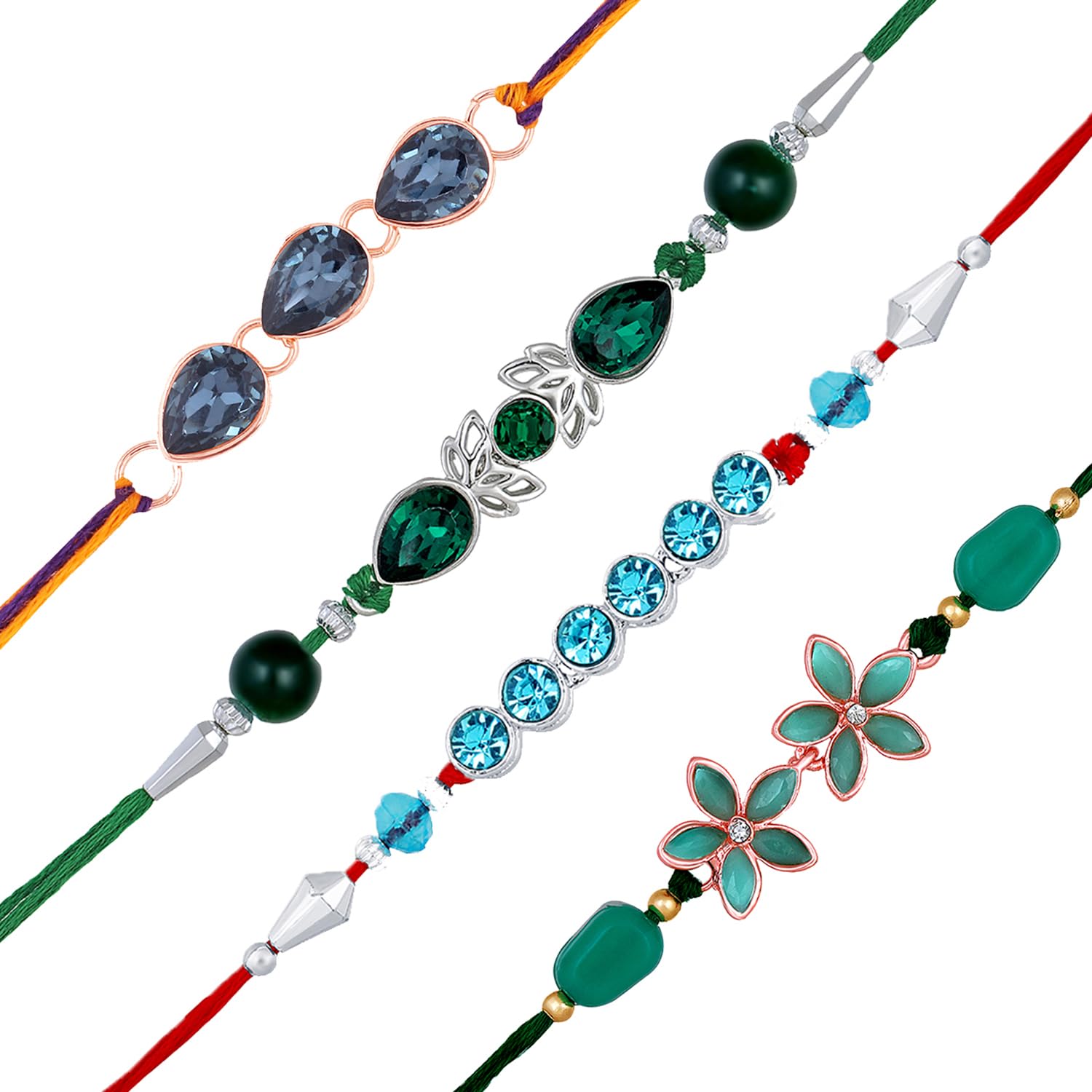 Rakhi Multicolor Combo of 4 Beautiful Rakhi Set with Crystals for Men (RCO1105542M)-image-41