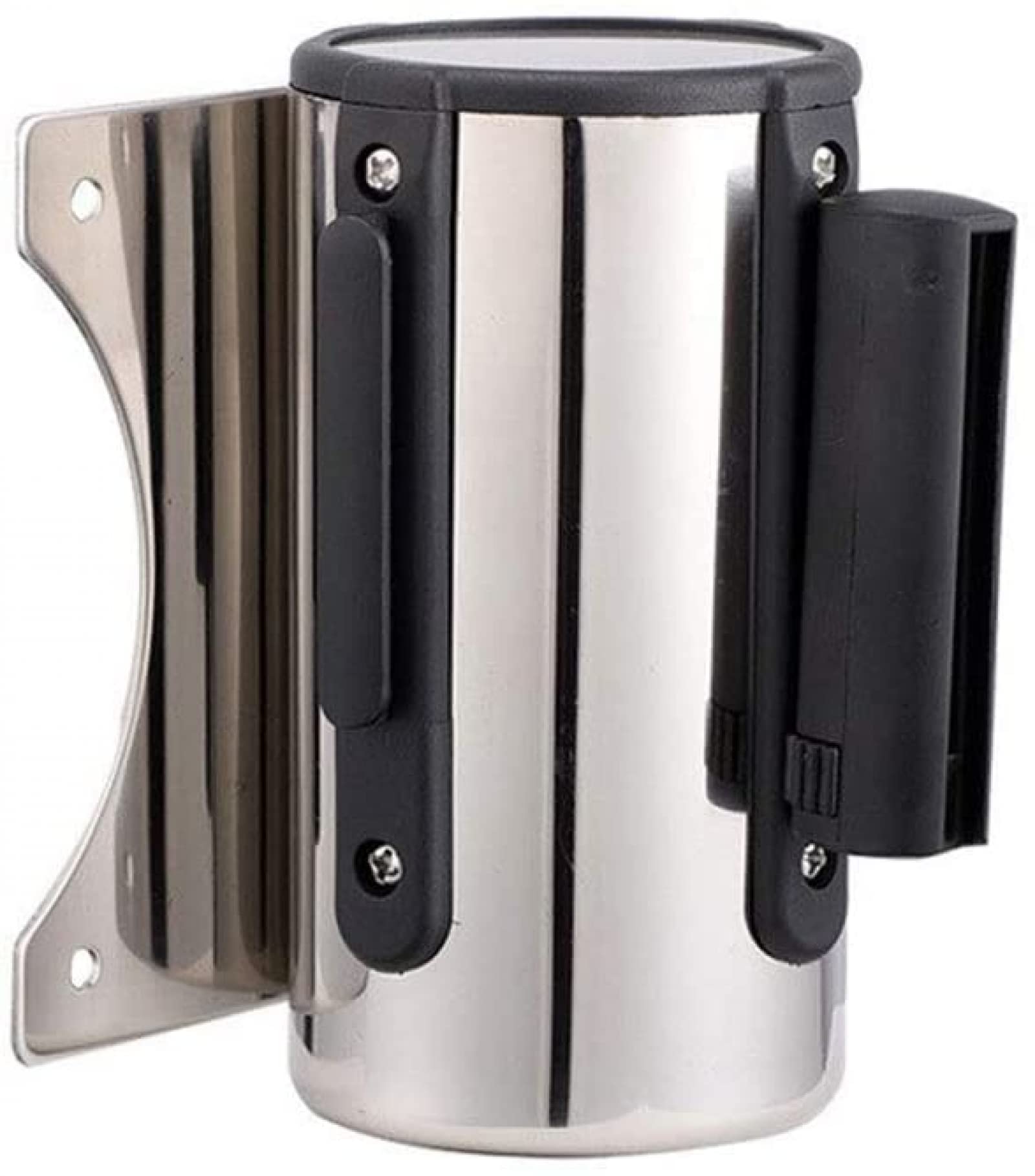 MoreiH Retractable Barrier Belt, Wall-Mounted Stainless Steel Telesbelt, Crowd Control Queue Barriers, Safety Belt/Black Belt/9.8Ft/3M
