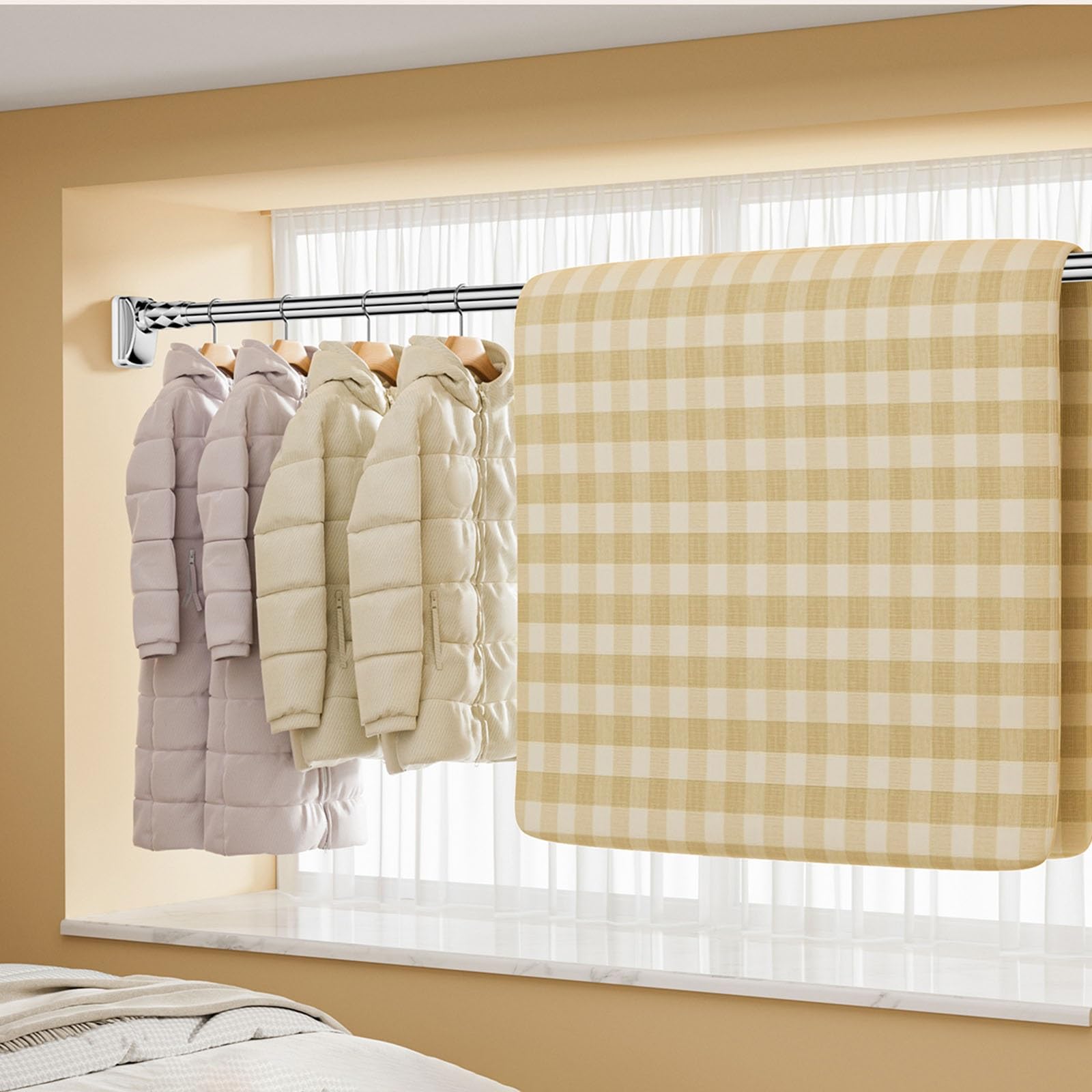 BESTYASH Verstellbare Kleiderstange Aus Edelstahl - Teleskopstange Für Schrank & Wäscheraum