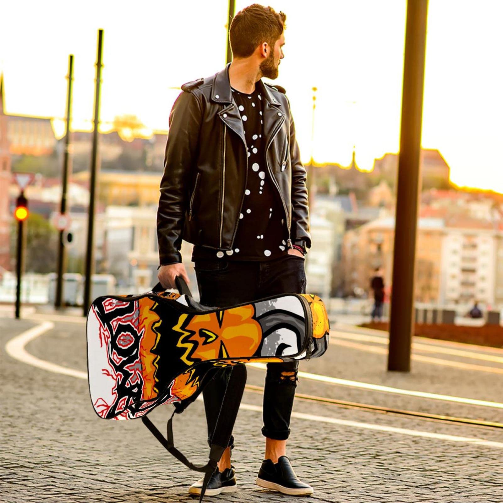 Funda Para Guitarra Eléctrica Víspera De Todos Los Santos Bolsa Guitarra Acolchada 6Mm Tela Oxford Impermeable Para Guitarra Acústica Y Clásica 40 41 Pollici