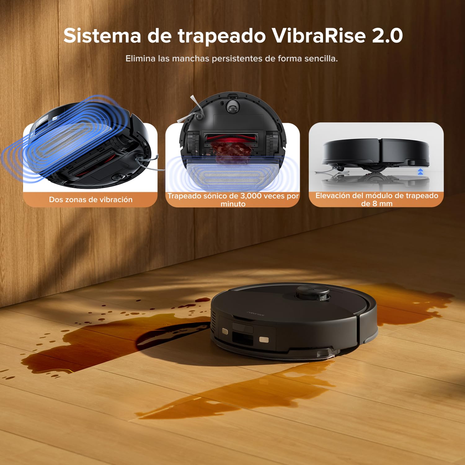 roborock Q10 S5+ Robot Aspirador y Fregasuelo 2 en 1 de 10000 Pa, Doble Sistema Antienredos, Obstacle Avoidance, 7 Weeks Self-Emptying, Navegación PreciSense LiDAR, Control por App, Negro — view 5