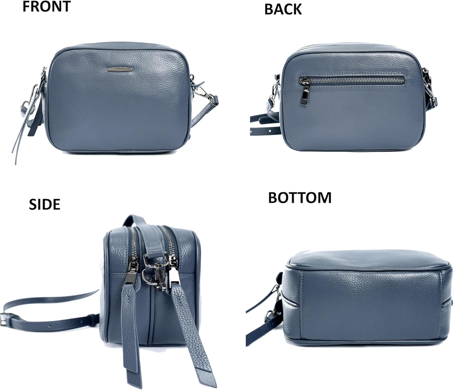 Genuine Leather Crossbody Bag Square Camera Messenger bag Women Purse Phone Handbag with Two Shoulder Straps - Image 5