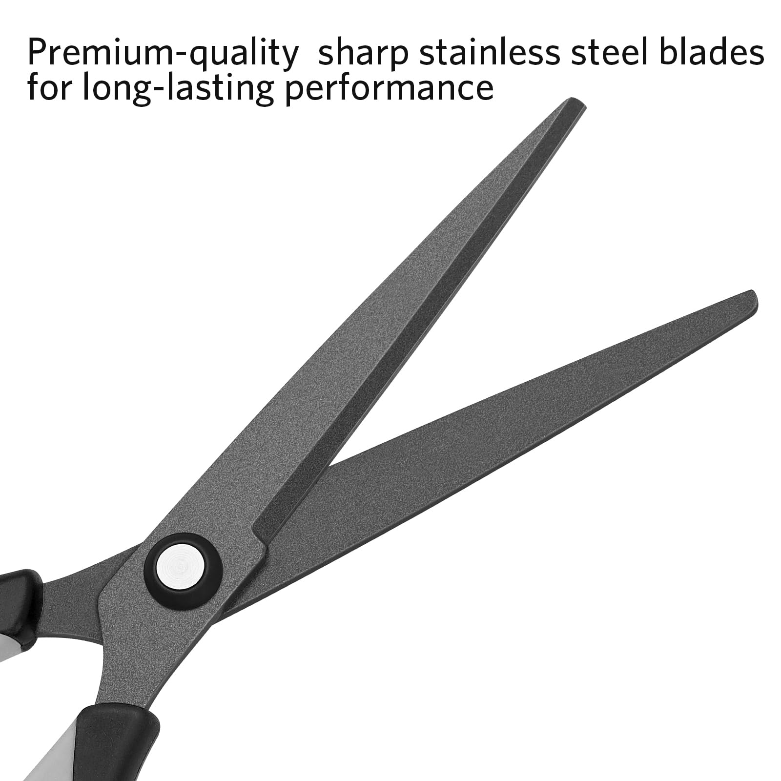 Uaugulft Scissors, Stainless Steel Professional Multi-Purpose Scissors with with Titanium Coated Blades, Soft Grip Handle, Grey Black, 6 Pieces Set - Image 3