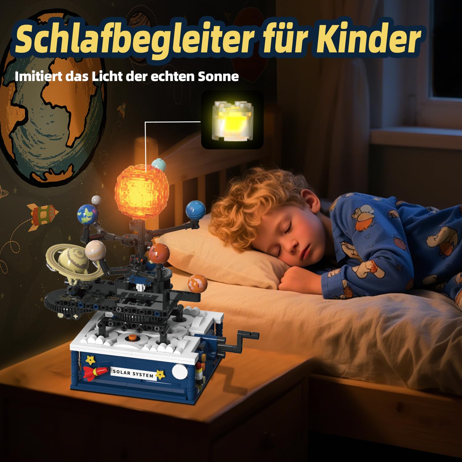 Technik Sonnensystem Modell Bauspielzeug mit Licht, 8 Planeten und Rakete | 775 Teile Drehbares Sonnensystem Modell Technic, Klemmbausteine Geschenke für 6 7 8 10 12+ Jahre Kinder Jungen Erwachsene