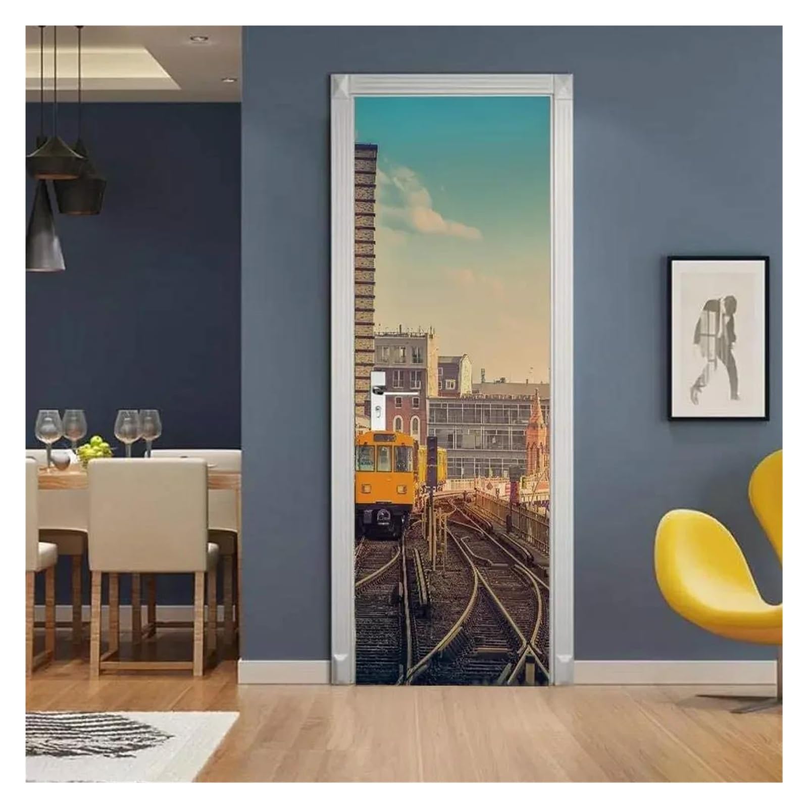Sparadrap de beaux paysages urbains 3D haute finition pour porte 40x120