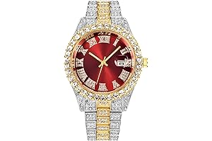 Men's Iced-Out Roman Scale Calendar Rhinestone Watch: A Gleaming Masterpiece