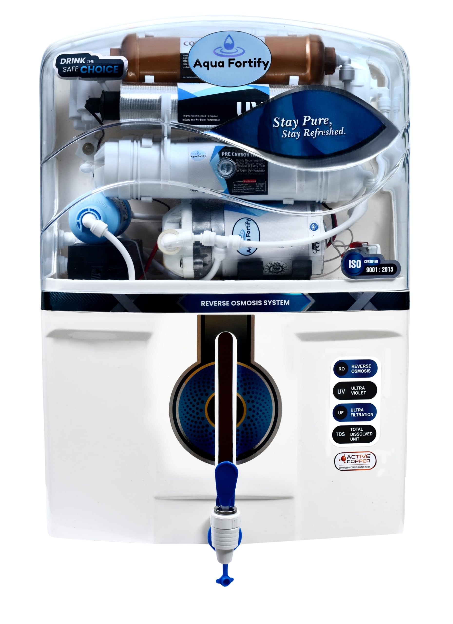 AQUA FORTIFY Sparkle Water Purifier Incorporates Active Copper+ RO+ UV+ UF+ TDS Controller|16L| Highly Suitable For Home & Offices| Best Serves upto 2000 TDS. (Active Copper+ Advanced RO) (B0BRNLR16B) Amazon Price History, Amazon Price Tracker