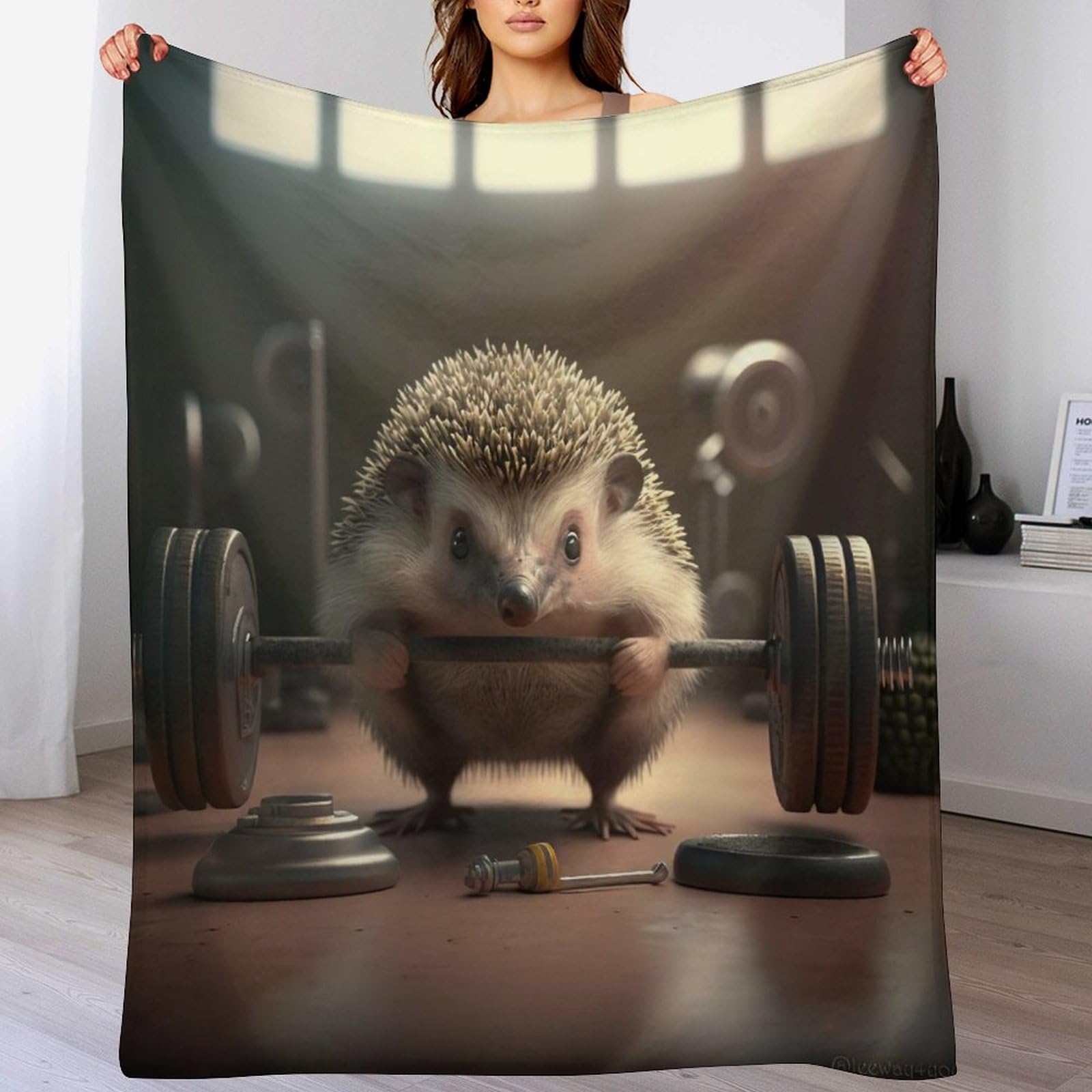 Couverture hérisson en flannel polaire 100x130 cm pour canapé