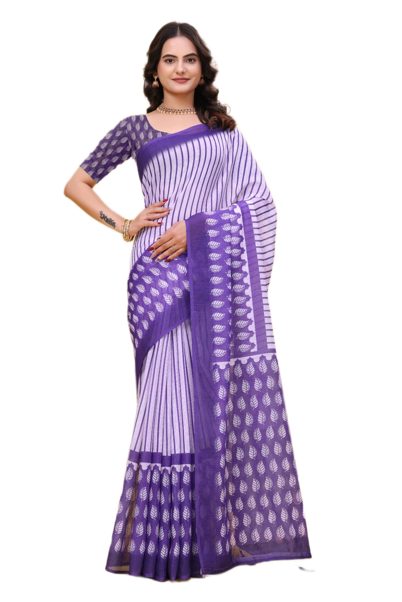 rivoniatex Womens Cotton Fabric Printed Work Saree with Unstitched Blouse Piece Lightweight Breathable Fabric | 5 Meter Saree And 0.80 Meter Blouse-picture-54