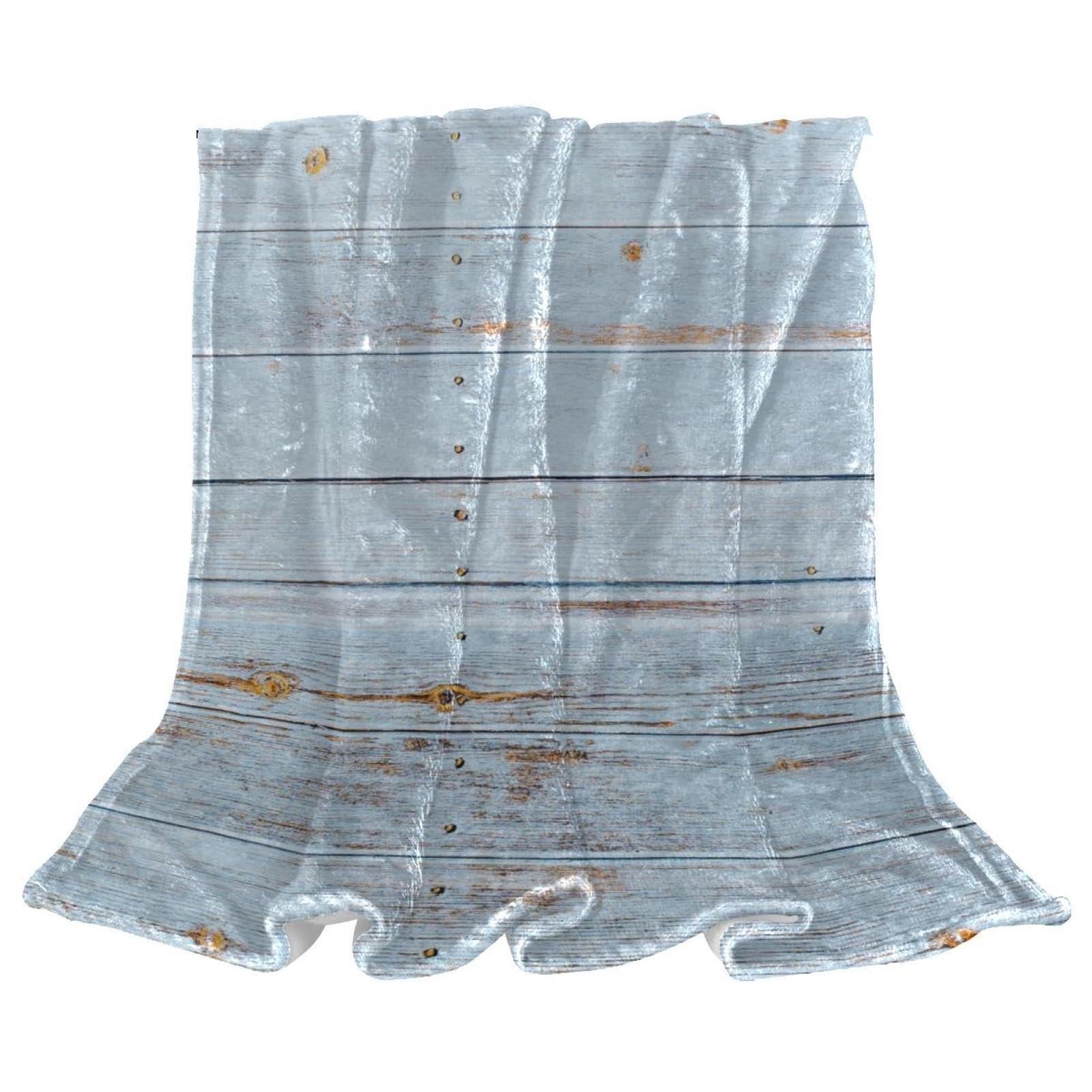 Couverture de lit polaire bleue haut de gamme motif bois 150x200 pour chambre et salon