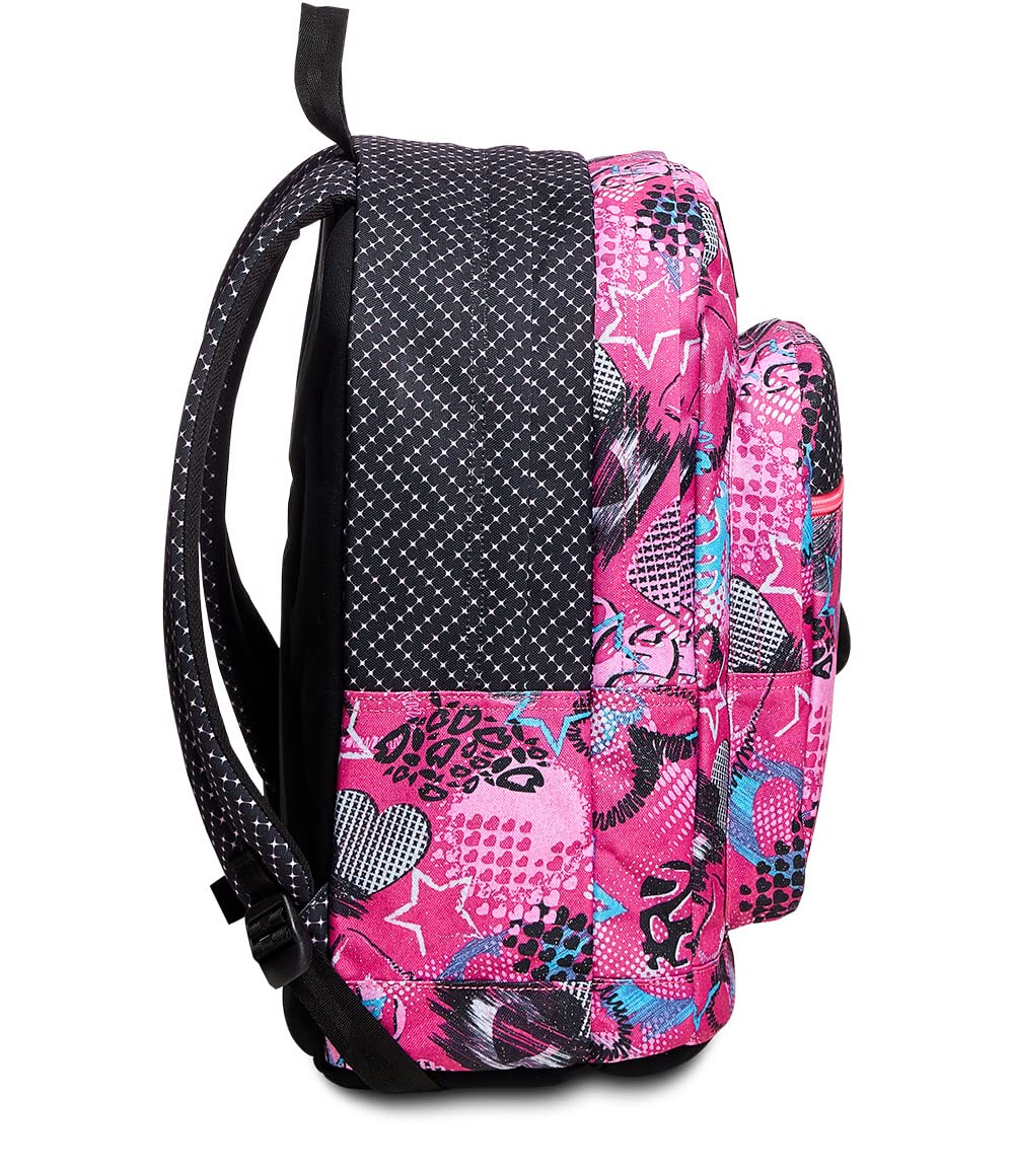 Seven RUCKSACK NEW FIT GLAMHEART GIRL Backpack für Schule,Mädchen und Jungen,violett, italienisches Design +Federmäppchen, Mäppchen, Federtasche,Kugelschreiber,3 Fächer, Mädchen & Jungen,Grundschule