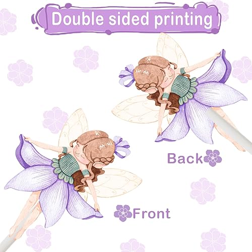 Miniatura 4 de Decoración para cupcakes para fiesta de hadas, hadas moradas, 24 piezas de decoración de fiesta de jardín de hadas, decoración de fiesta de