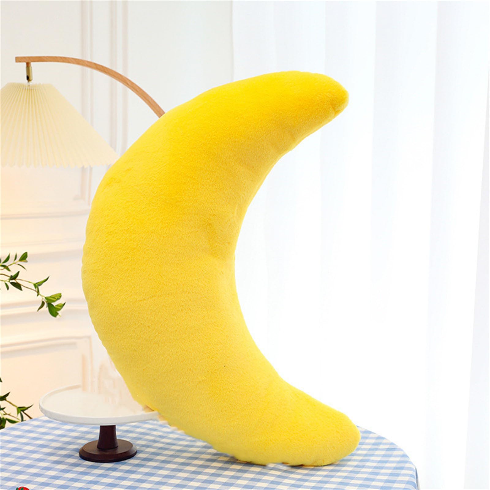 Herfair Morbido cuscino decorativo per bambini, a forma di luna, morbido cuscino decorativo per la cameretta dei bambini (giallo, 45 cm)