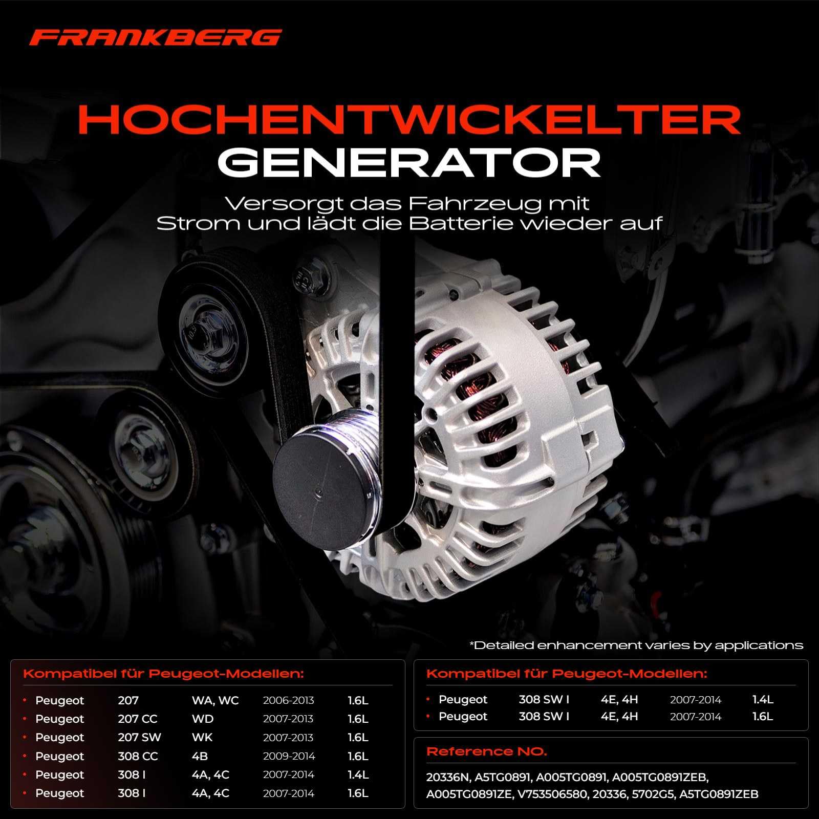 Frankberg Lichtmaschine Generator 90A 12V 2-Polig Replace #A005TG0891
