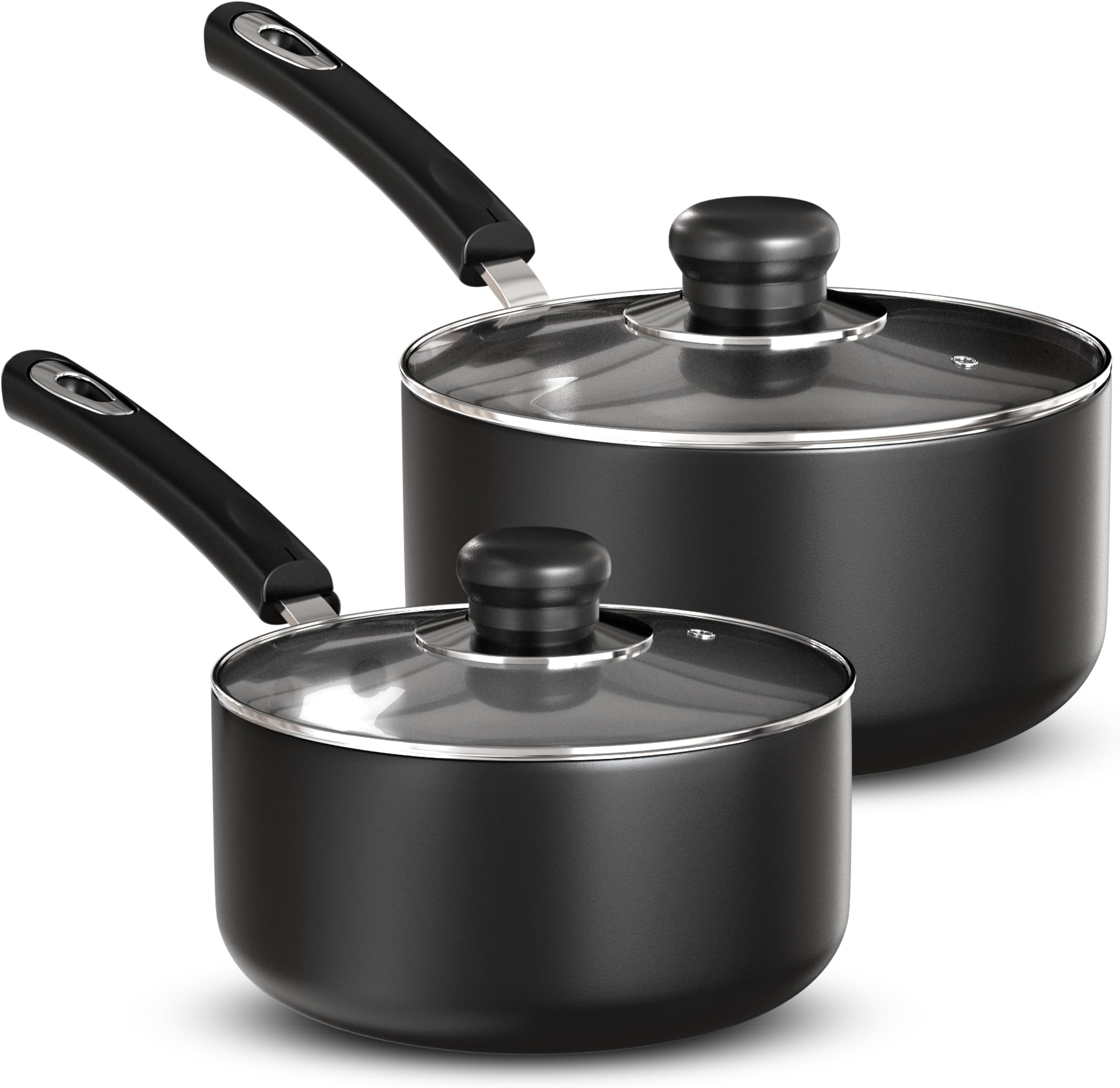 Utopia Kitchen Nonstick Saucepan Set - 1 Quart and 2 Quart - Glass Lid - Multipurpose Use for Home Kitchen or Restaurant