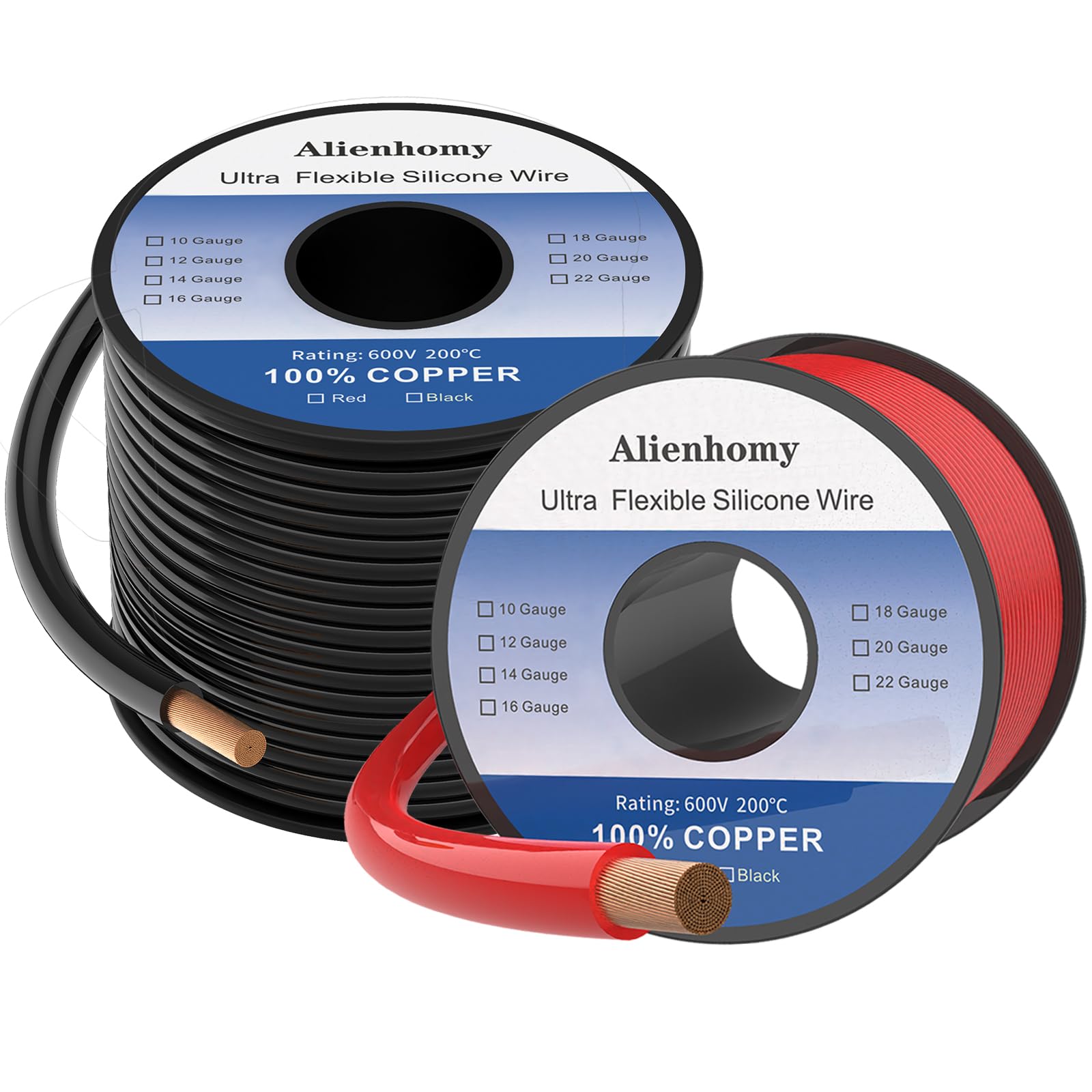 Photo 1 of 12 AWG Silicone Wire, 100% Pure Copper Conductor, 25ft Black + 25ft Red, Super Flexible 12 Gauge Electrical Wire, Rated -76? to +392? (High & Low Temperature Resistance)