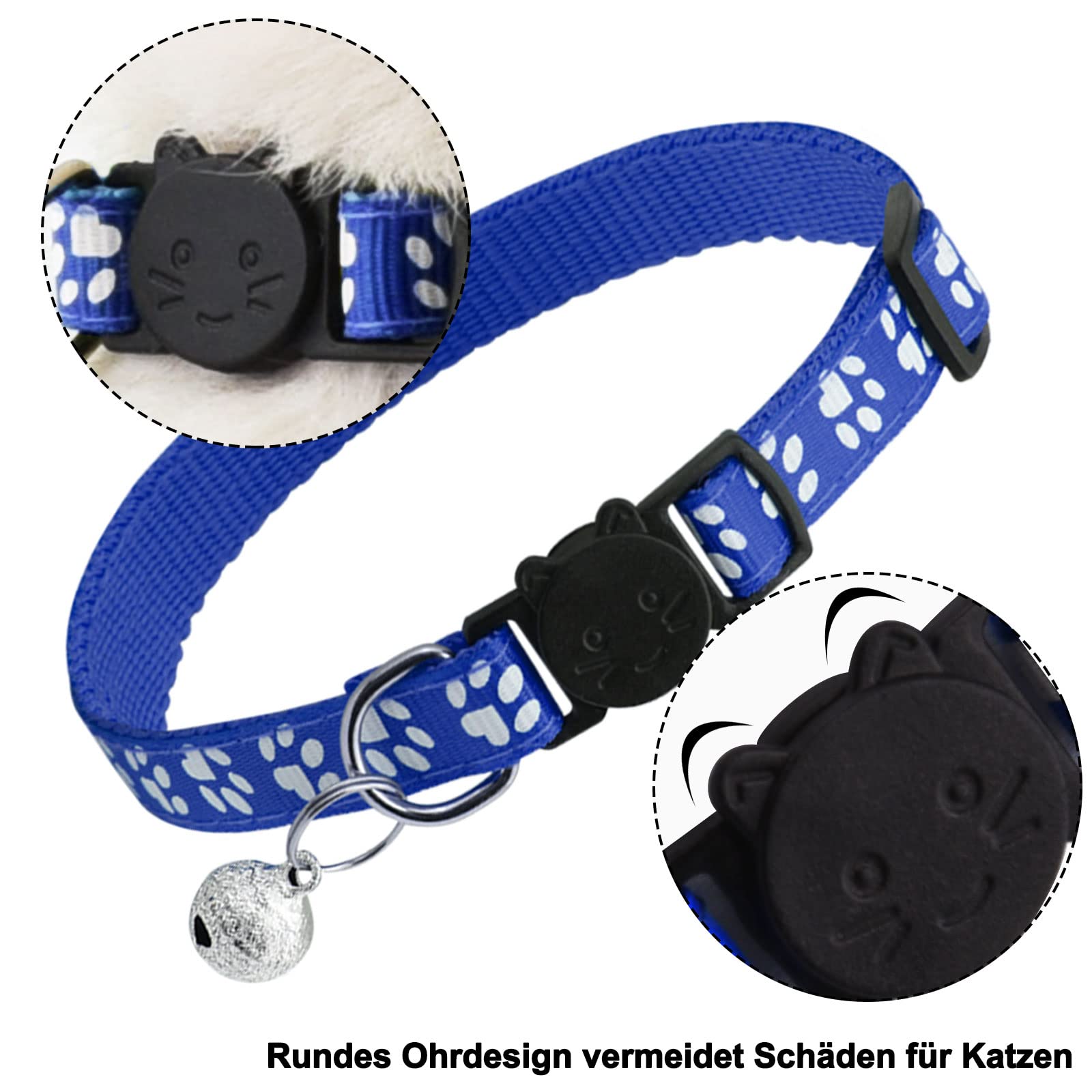 onebarleycorn Katzenhalsband,Halsband Katze Katzenhalsbnder mit Sicherheitsverschluss  Katzen Halsbnder mit Glckchen Reflektierend Katze Halsband  Verstellbar(12-Stck) : Amazon.de: Haustier