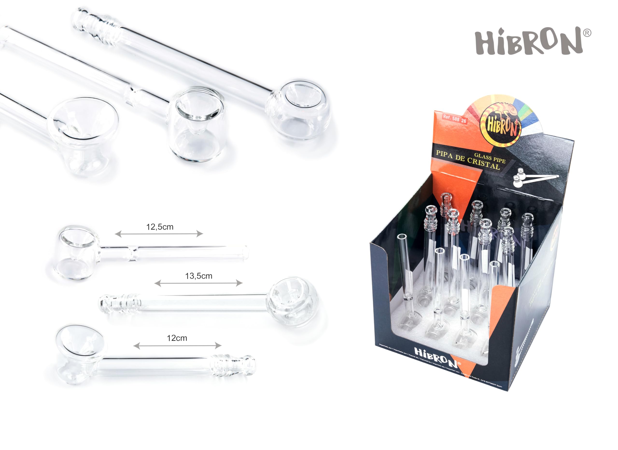 HIBRON Pipa de Vidrio para Fumar, Portátil, Fácil de Limpiar y Llevar, Ideal para una Experiencia de Fumado Relajada (Pequeño, 12)