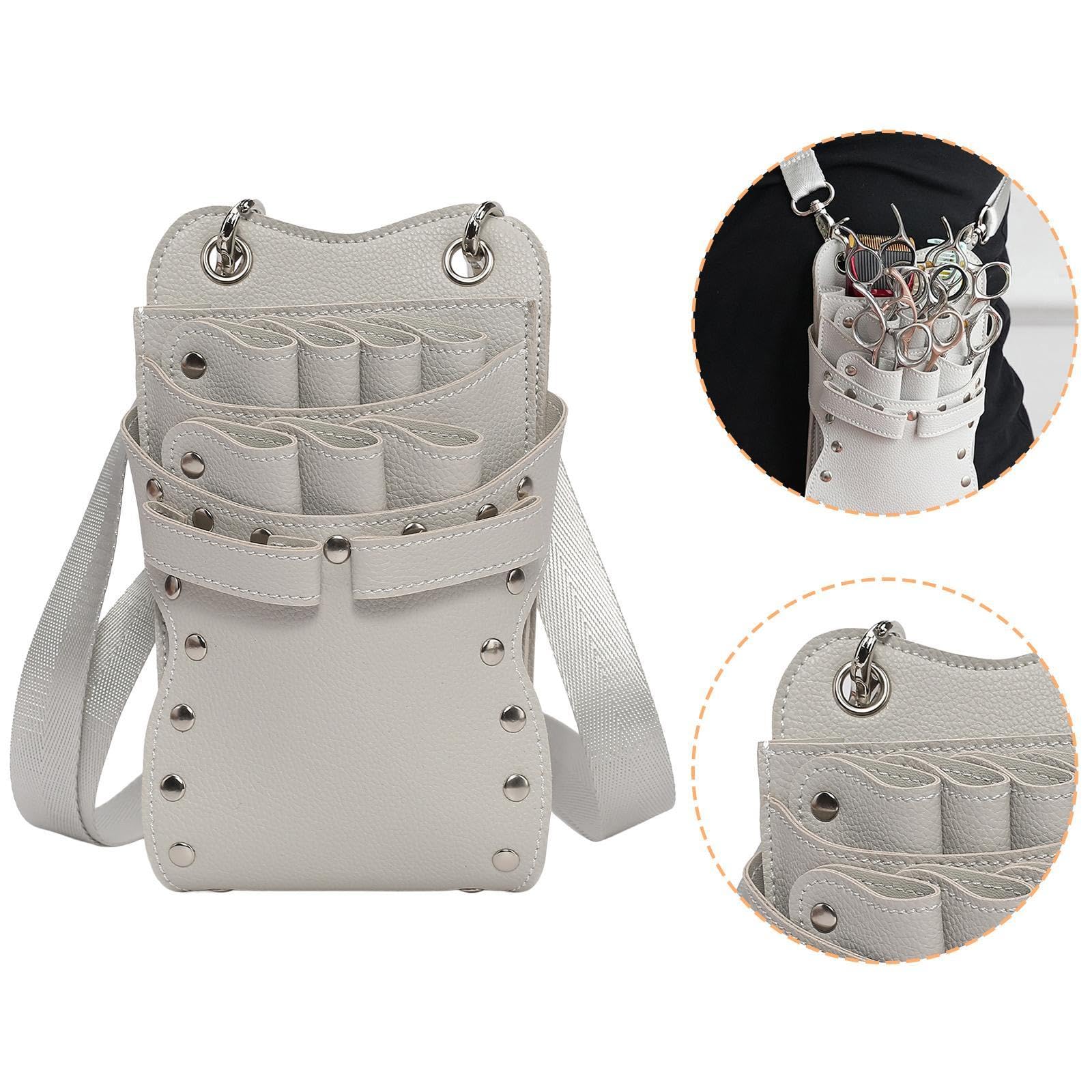 Borsa Porta Forbici, Borsa Portatile E Robusta in PU per Forbici da Parrucchiere, Bianco