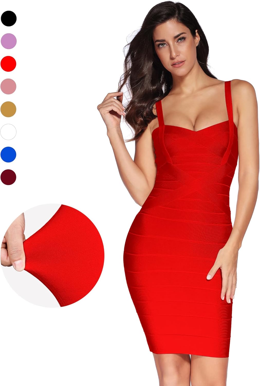 meilun Women's Celebrity Bandage Bodycon Dress Strap Party Pencil Dress - Image 6