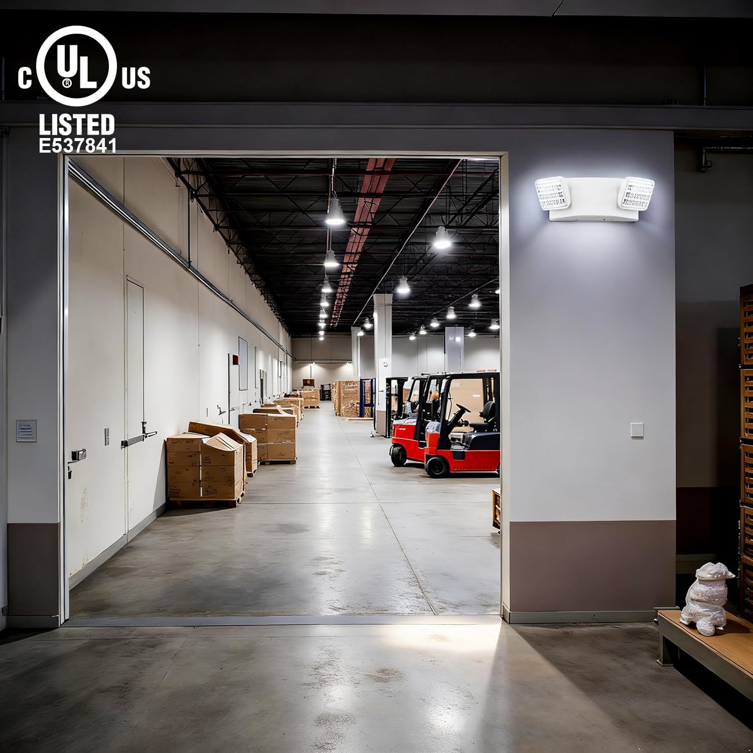 LIT-PaTH - Luces LED de emergencia con 2 cabezales LED y baterías de respaldo, luz de emergencia estándar de Estados Unidos, certificación UL 924 y CEC, voltaje 120-277
