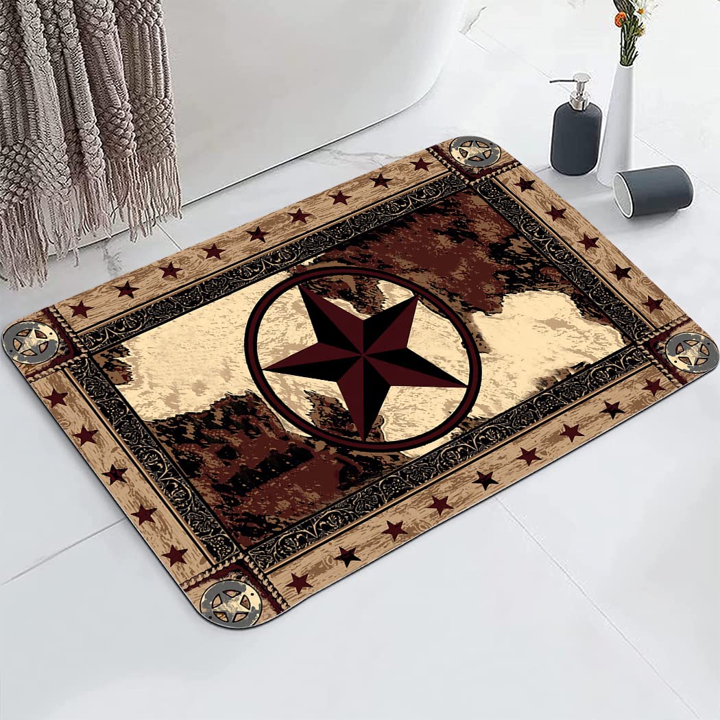 TSlook Bathroom Rug 17 x 24 Inch Non-Slip Absorbent Barth Mat Durable Quick Dry Floor Mats for Bath, Shower and Tub Air Conditioning Western Texas
