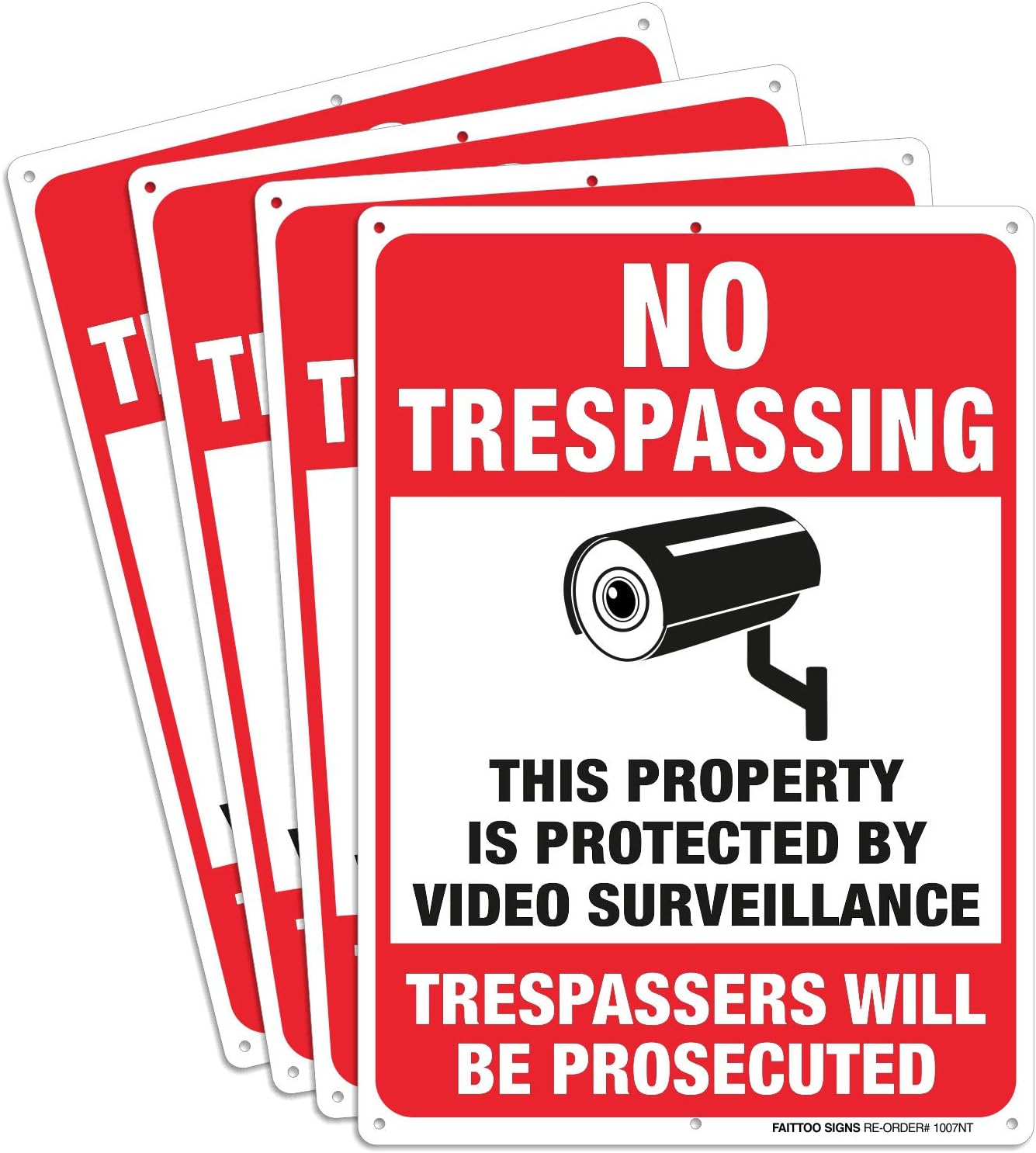 4-Pack 10" x 7" no trespassing sign