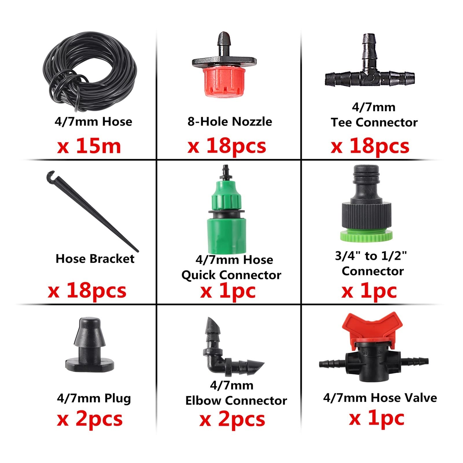 Zestaw do nawadniania kropelkowego DIY ogrodowy system nawadniania kropelkowego regulowany zestaw wody kroplujący automatyczne nawadnianie 4/7 mm zestaw montażowy węża (kolor: zestaw 15 m)