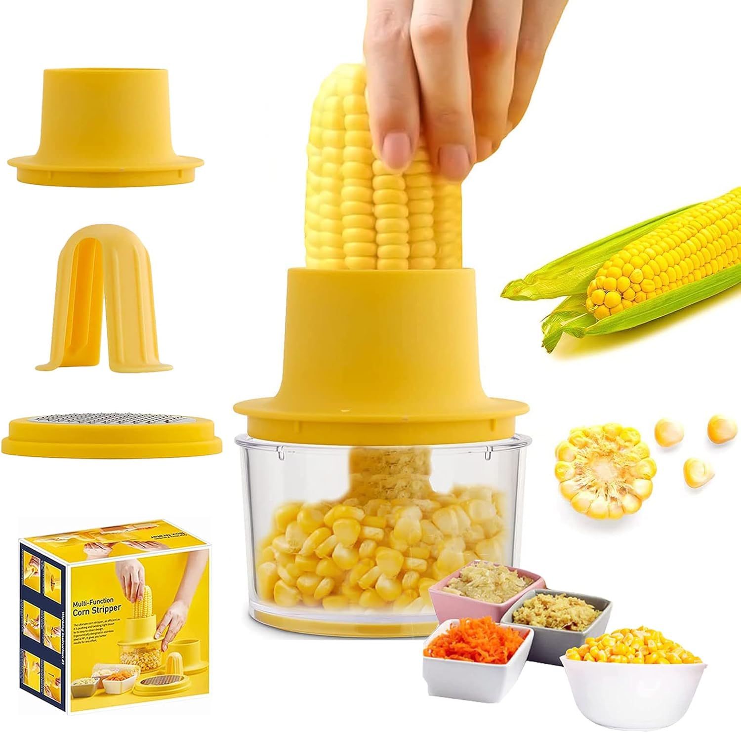 DLJJPHFZ Cob Corn Stripper, 4 In 1 Corn Shucker Tool Stainless Steel Corn Stripping