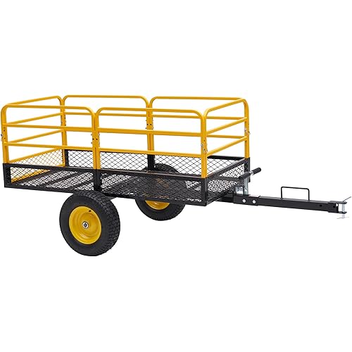 Jocisland Heavy Duty Garden Utility Trailer, 1500 Lbs 20 Cu.Ft ATV UTV Trailer Tow Behind Dump Cart with Removable Sides and Convenient Handle, Yard Lawn Mower Cart for Tractor