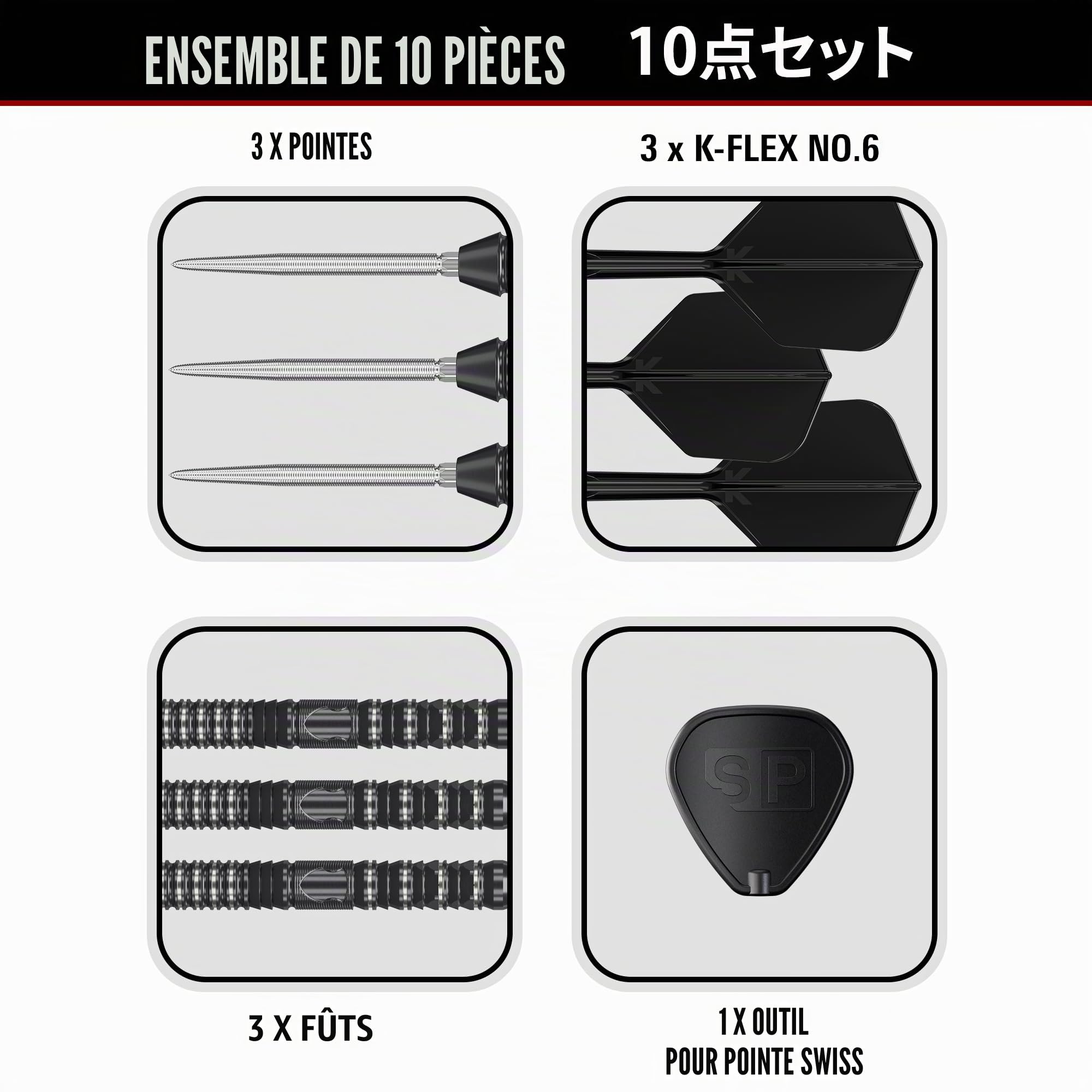 Target Japan Black Marque Draco G2 Pointe en Acier Fléchettes avec Kflex 21.5G/23.5G | 90% Tungstène Fléchettes Set, K-Flex Volants et Tiges N° 6, Nano Swiss Point Conseils, Mathew Lee Gen 2
