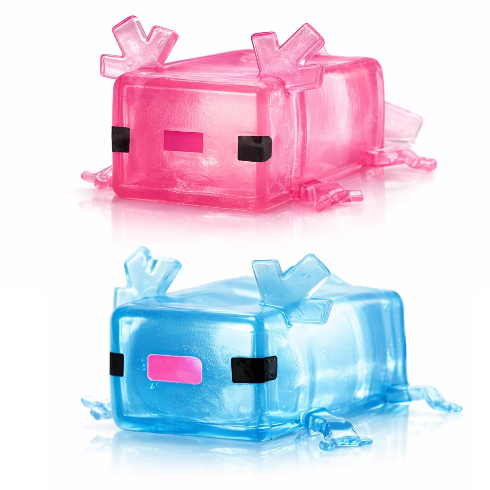 Axolotl Squishy, 2PCS for Sensory Fidgets and Stress Relief, Square Shape Design in Pink and Blue, Pull, Stretch and Squeeze Stress Cute Fish fidget for Anxiety Relief, Suitable for ADHD Needs
