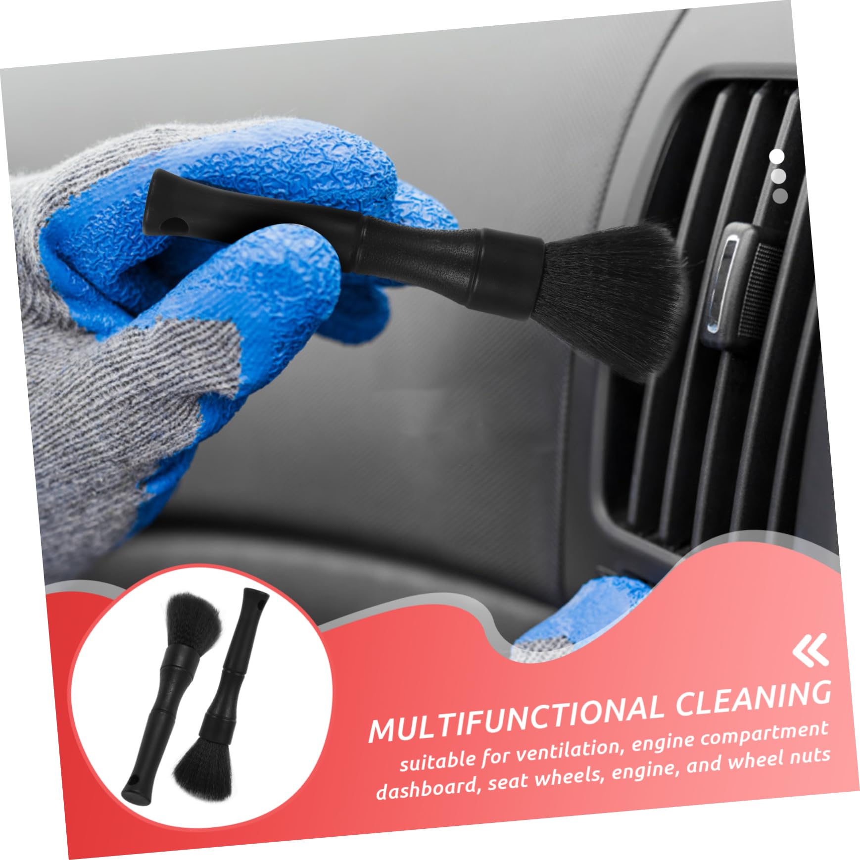 HAPINARY 2pcs Car Cleaning Brush Set Car Interior Detailing Kit Soft Brushes for Vent Engine and Dashboard Pp Abs No Scratch