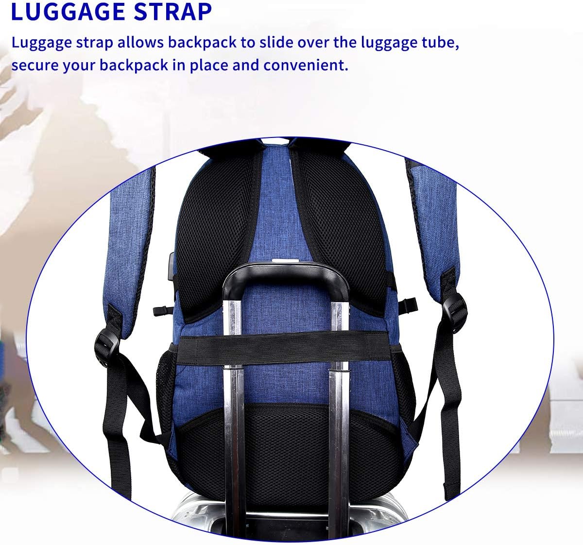 Holiday Deals 🛒 SHRRADOO Anti Theft Laptop Backpack Travel Backpacks Bookbag with usb Charging Port for Women & Men School College Students Backpack Fits 15.6 Inch Laptop Royal Blue